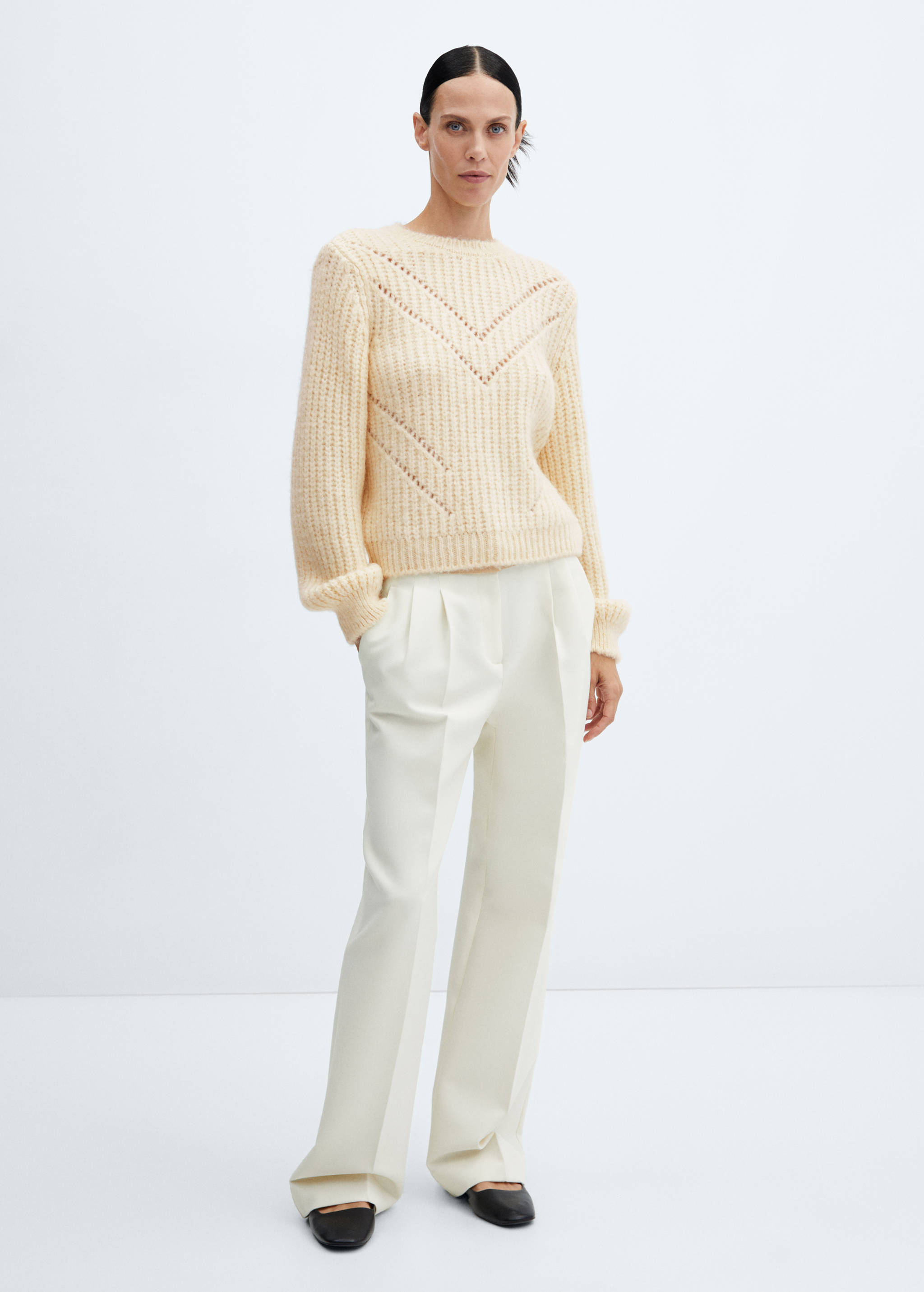 Sweater with lace detail design - General plane