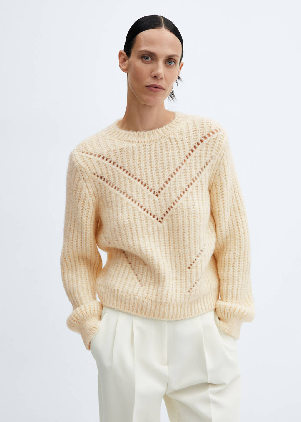 Sweater with lace detail design - Women | MANGO OUTLET USA