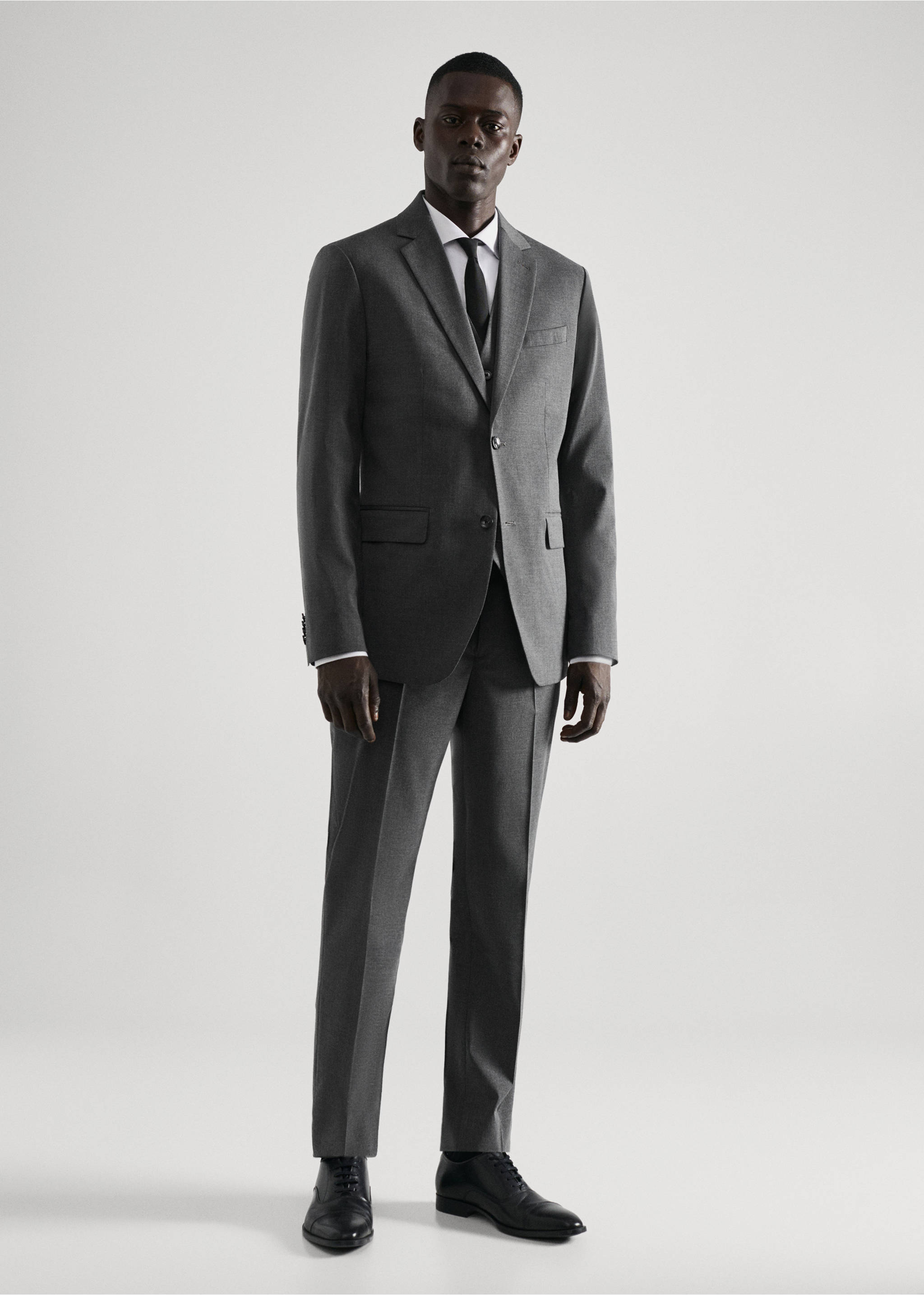 Stretch-fabric slim-fit suit trousers - General plane, Grey. Ref: 57010022-00.