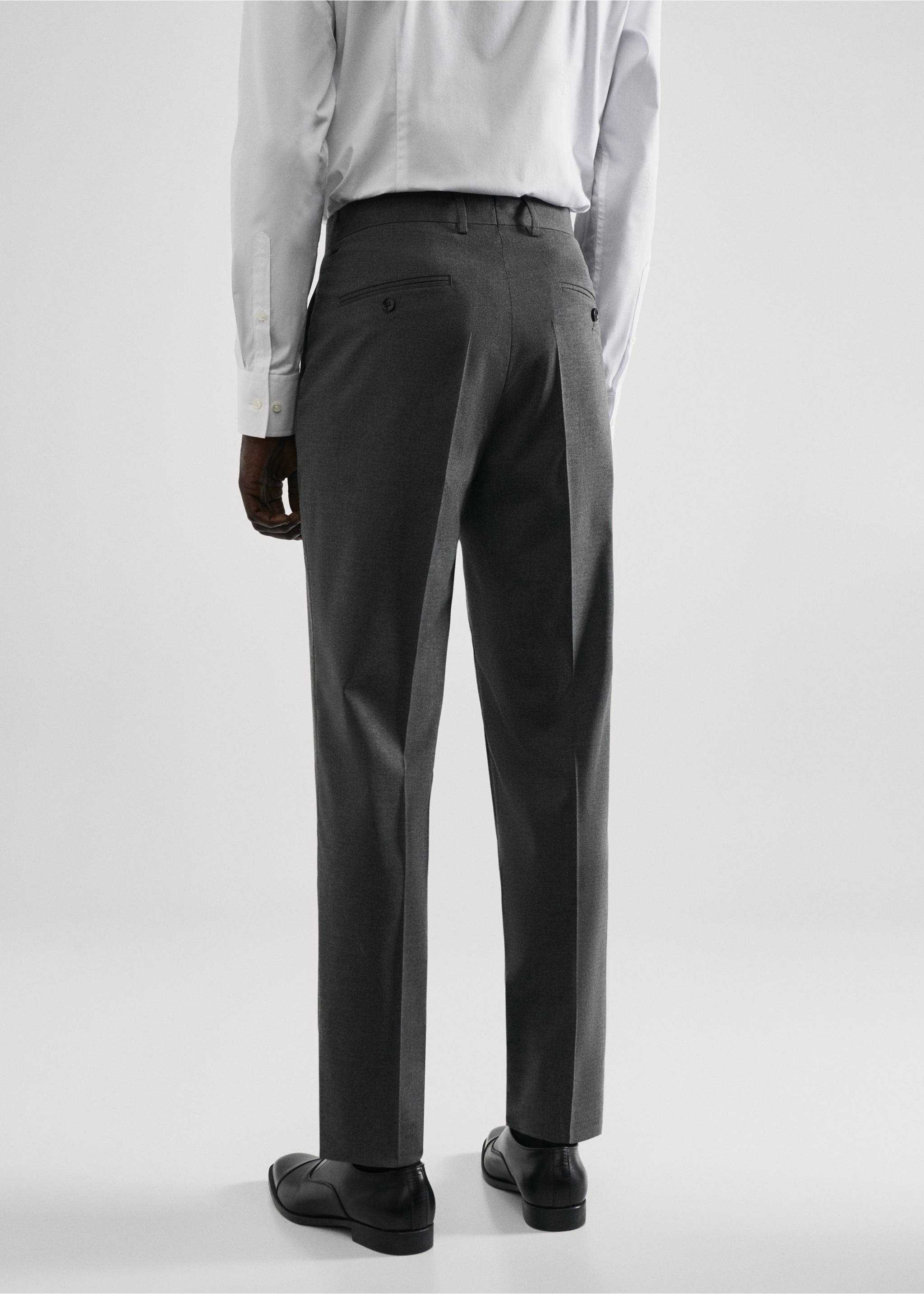 Stretch-fabric slim-fit suit trousers - Reverse of the article, Grey. Ref: 57010022-00.