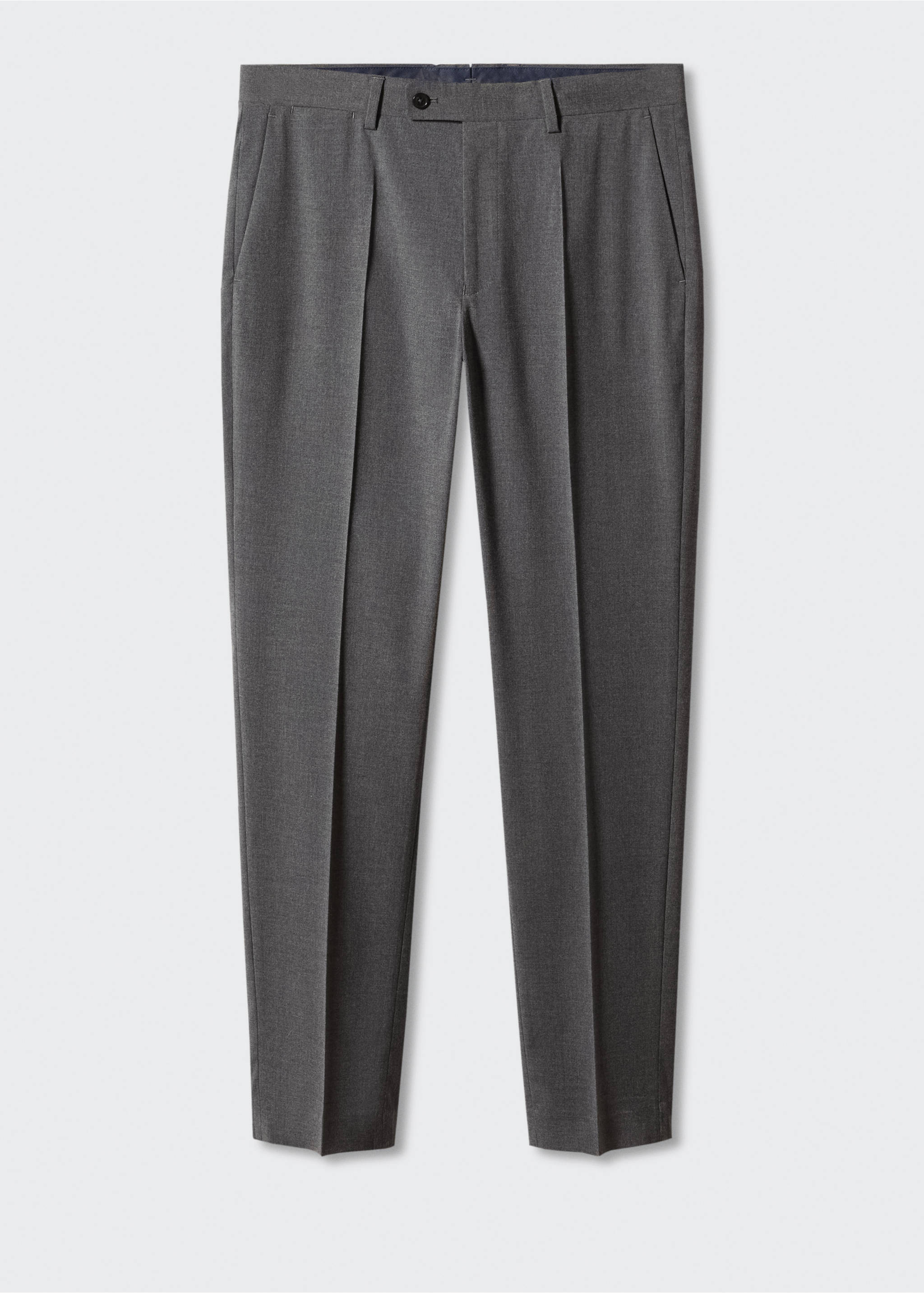 Stretch-fabric slim-fit suit trousers - Article without model, Grey. Ref: 57010022-00.