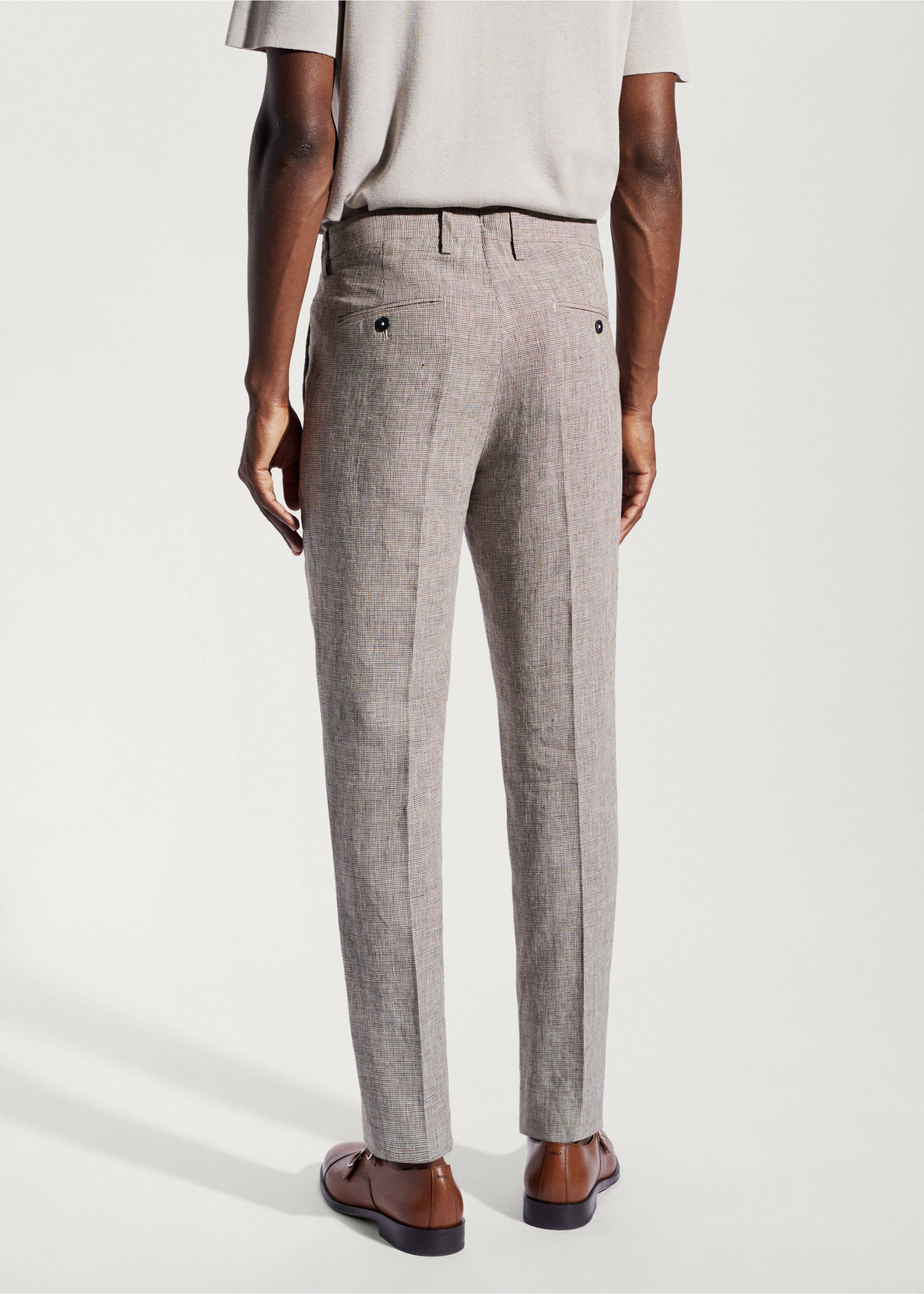 100% linen suit trousers - Reverse of the article, Beige. Ref: 57010028-00.