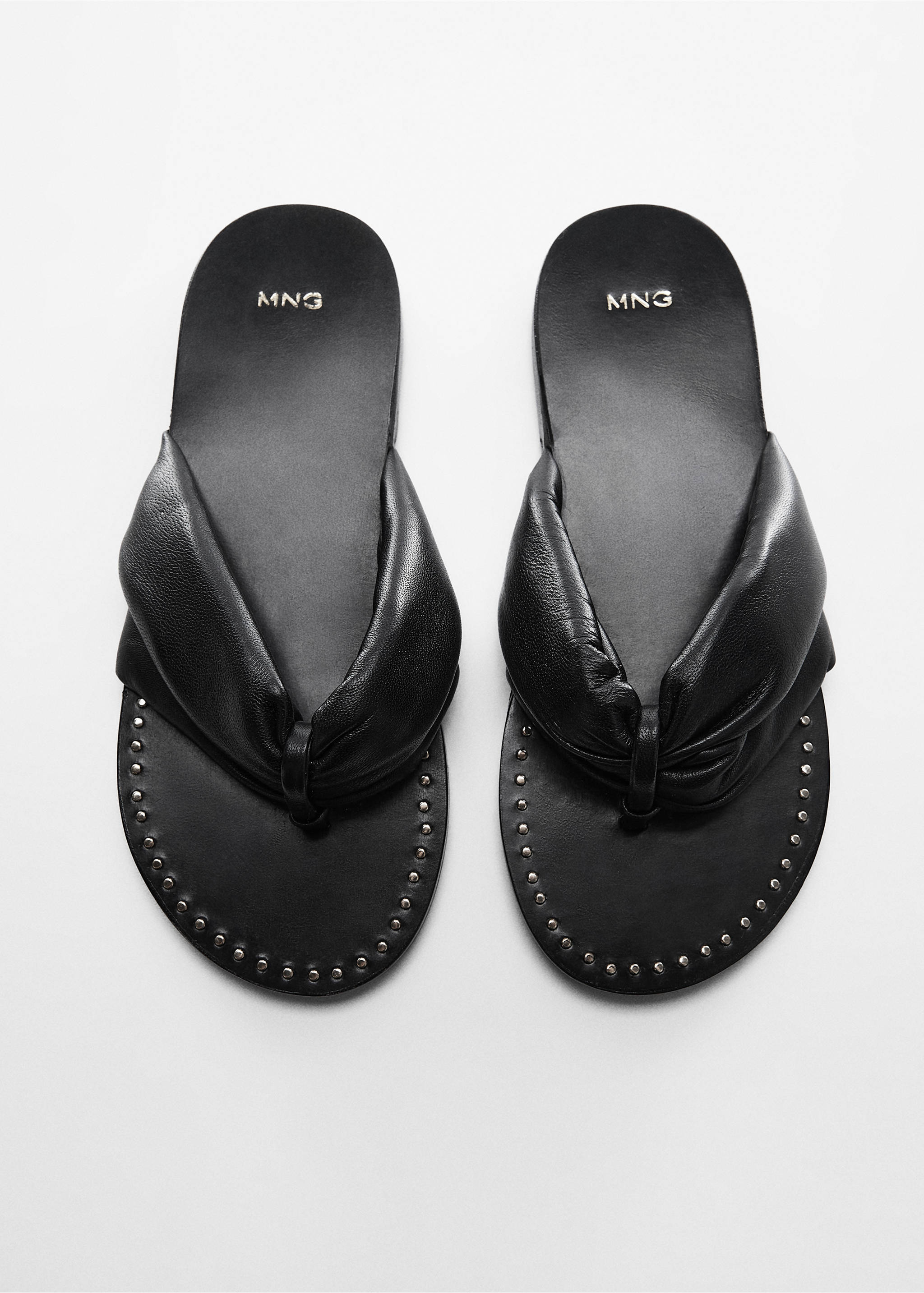 Studded leather sandals - Details of the article 5, Black. Ref: 57010038-00.