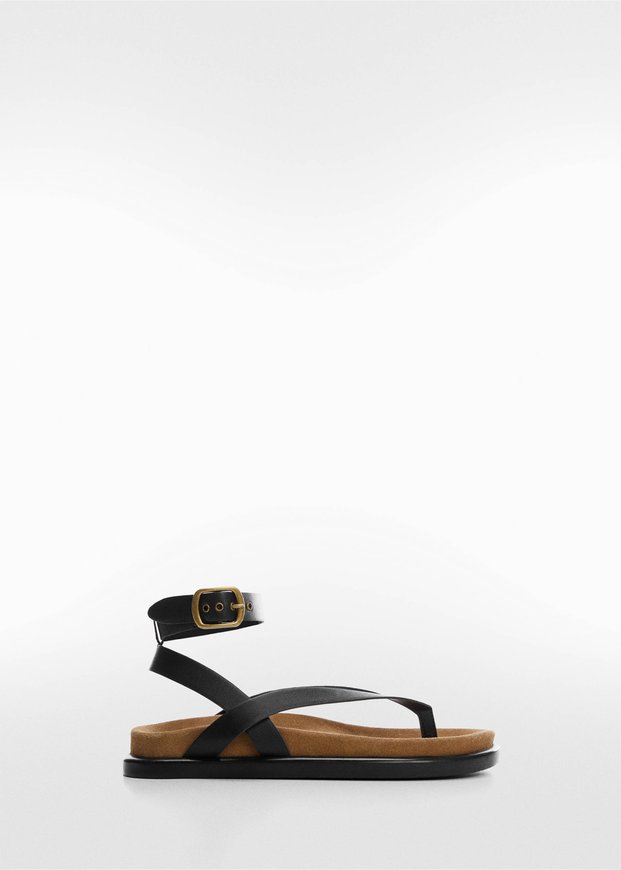 Ledersandale mit Schnalle - Artikel ohne Model, Schwarz. Ref: 57010045-00.