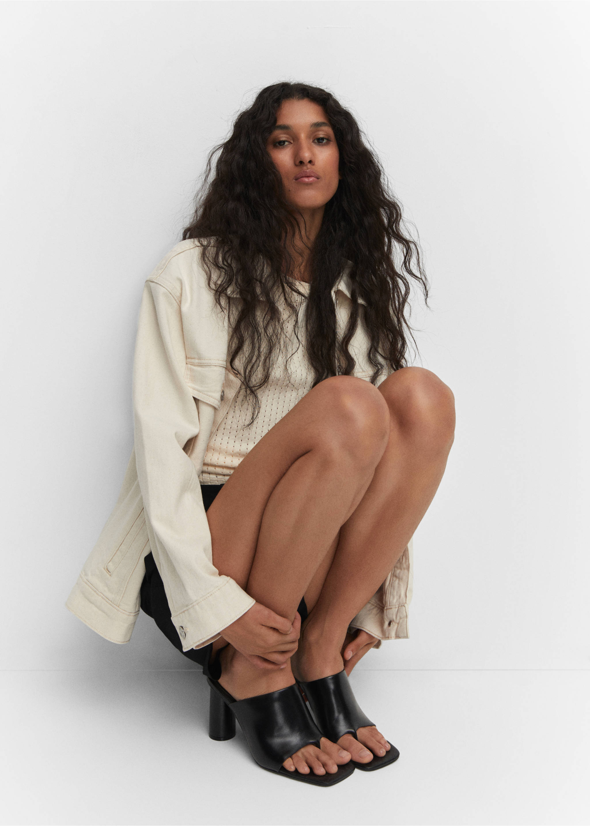 Heel leather sandals - General plane, Black. Ref: 57010046-00.