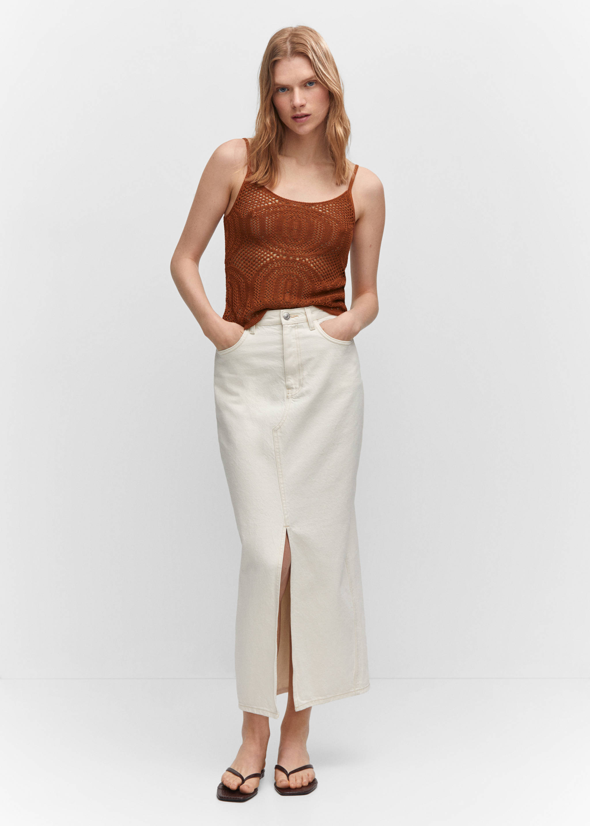 Openwork details knit top - General plane