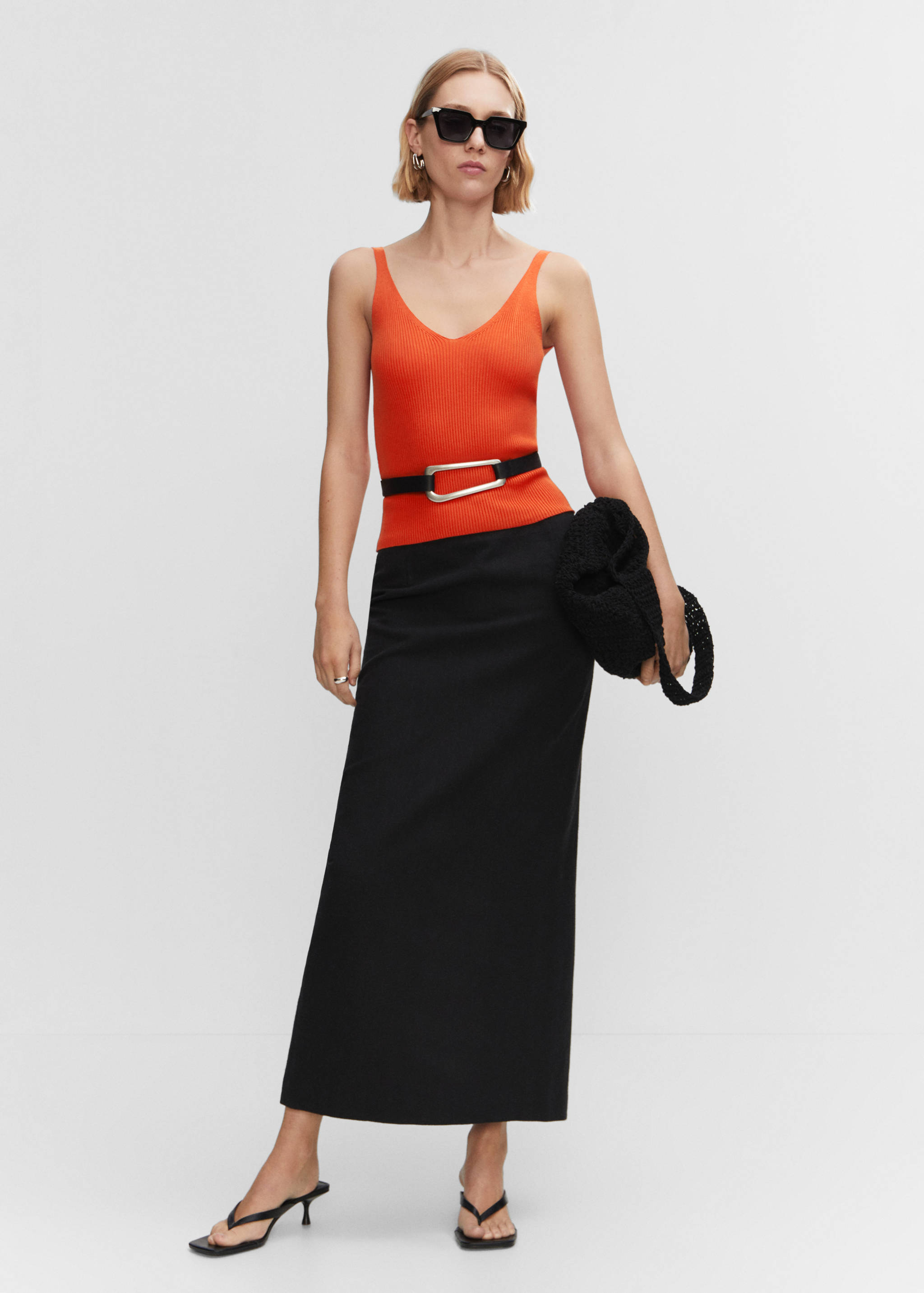 Strick-Top mit V-Ausschnitt - Allgemeine Ansicht