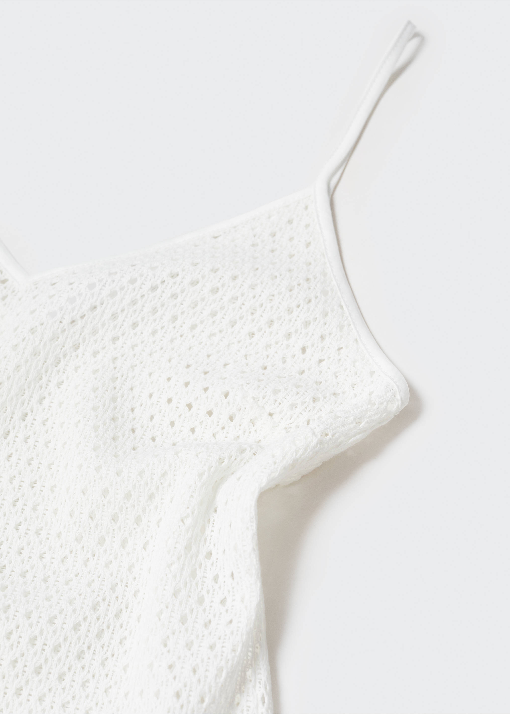 Long openwork knitted dress - Details of the article 8, White. Ref: 57010278-00.