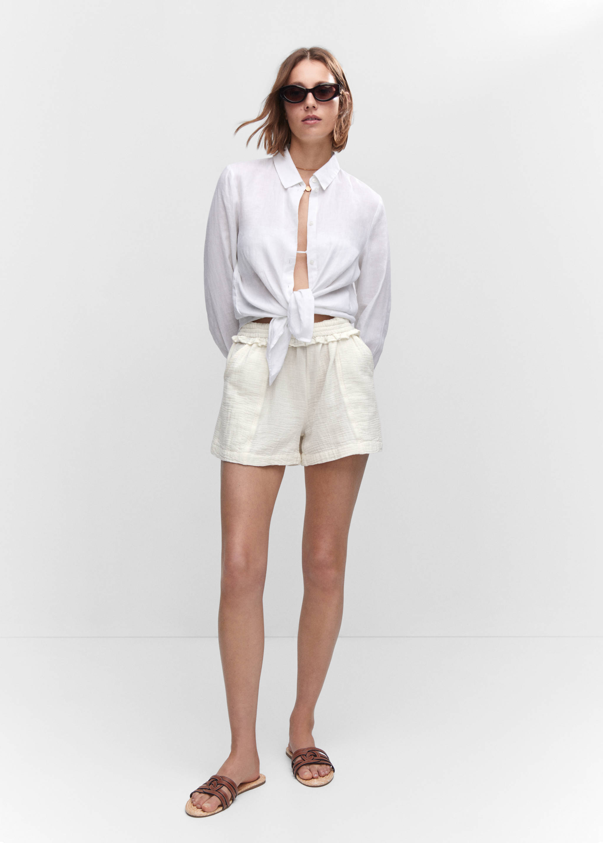Paperbag textured shorts - General plane