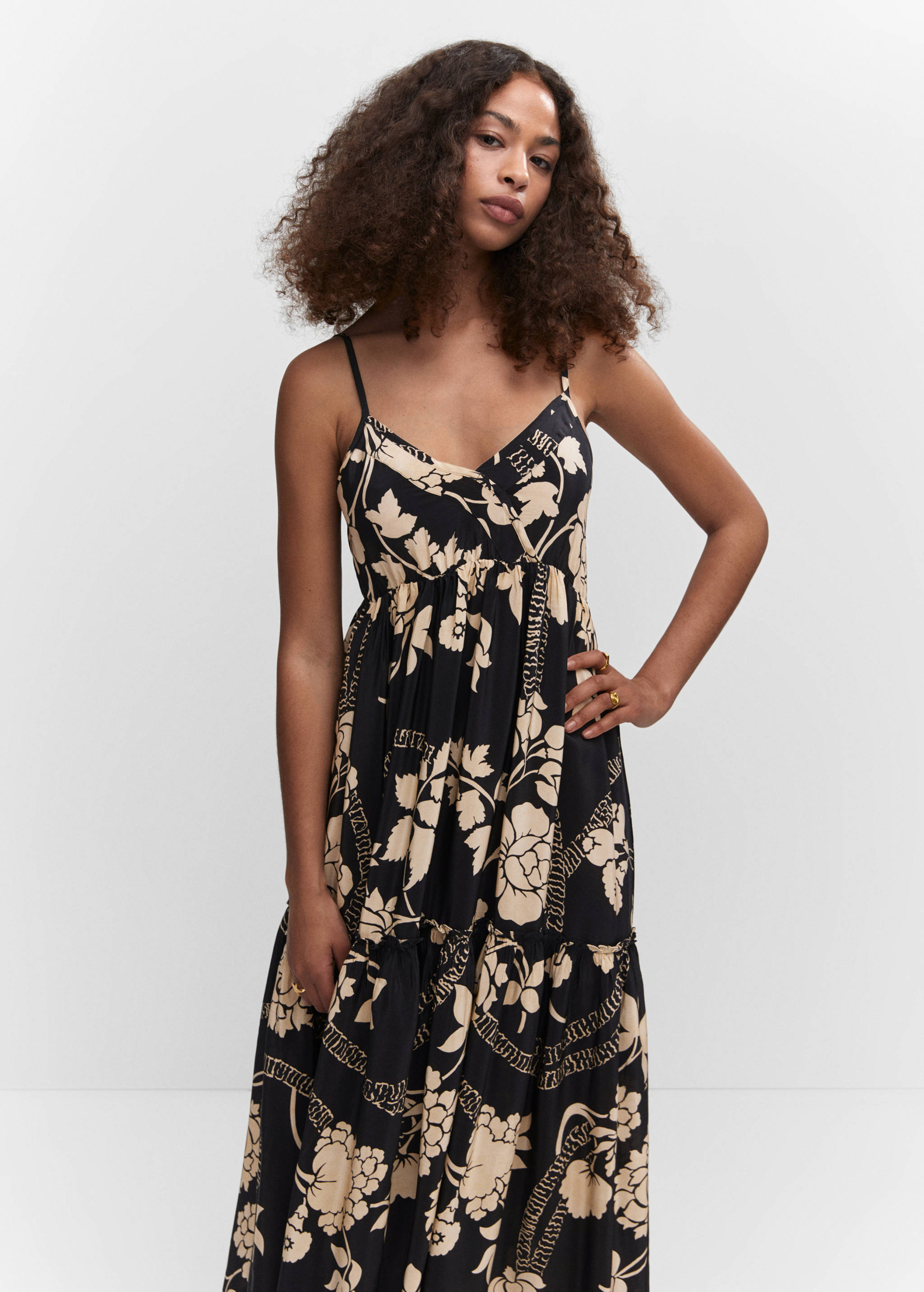 Bedrucktes, ausgestelltes Kleid - Mittlere Ansicht