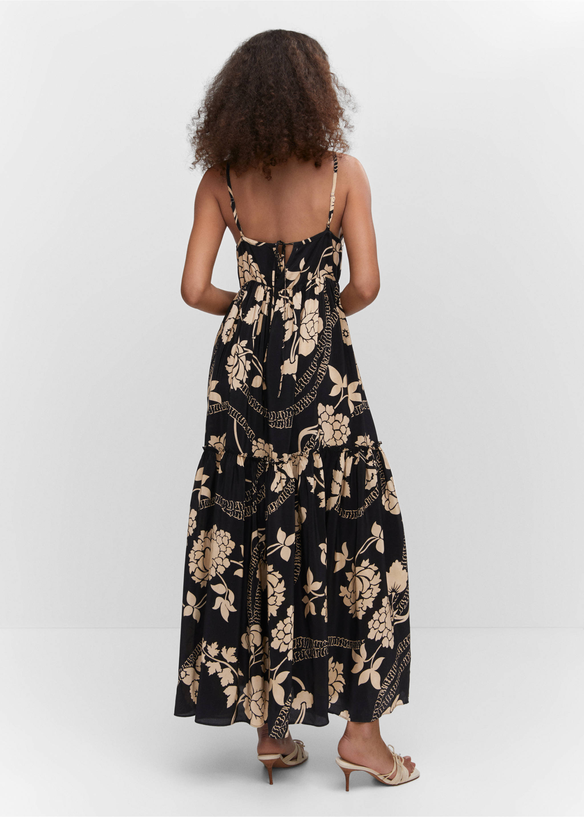 Printed flared dress - Reverse of the article, Black. Ref: 57010286-00.