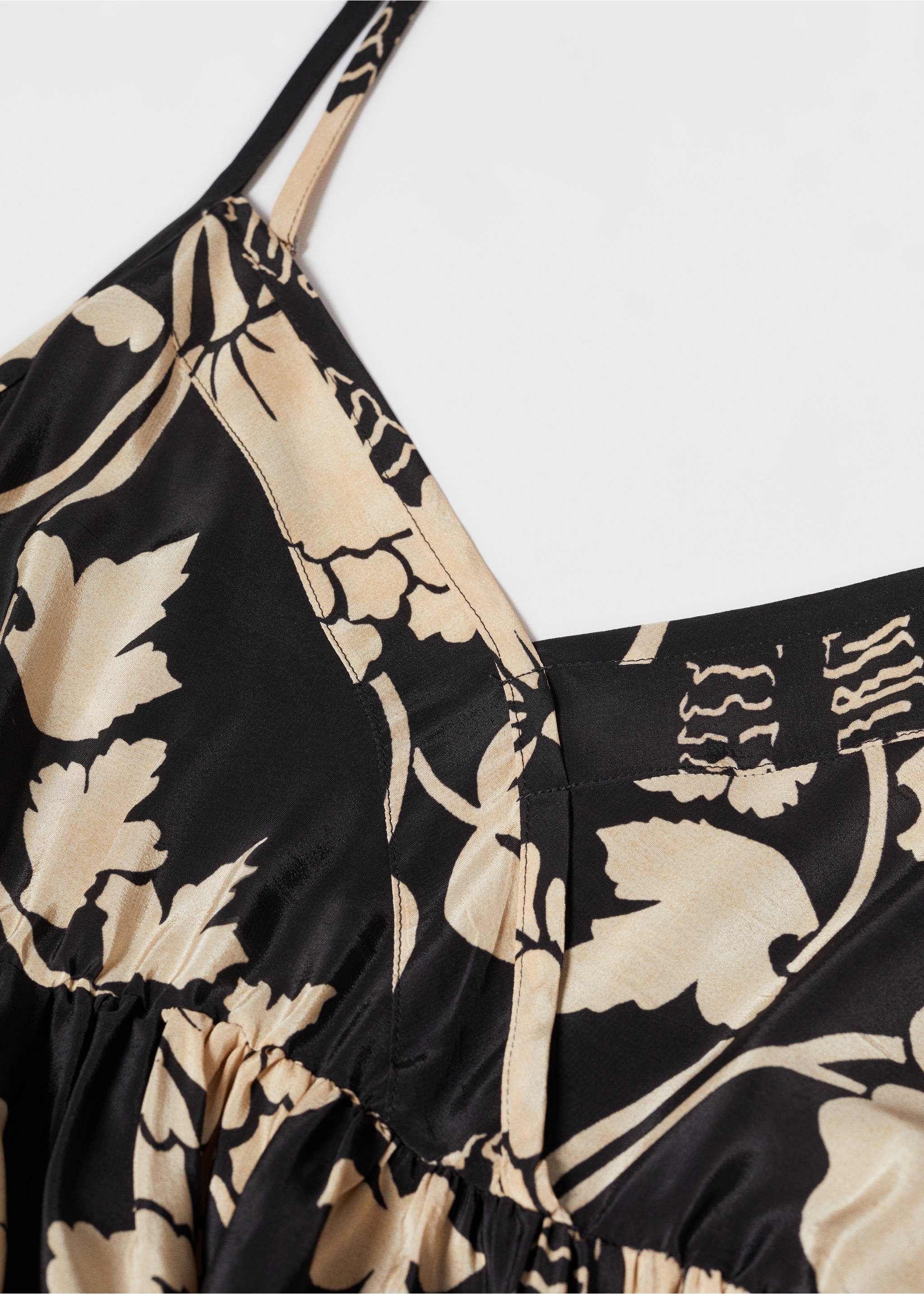 Printed flared dress - Details of the article 8, Black. Ref: 57010286-00.