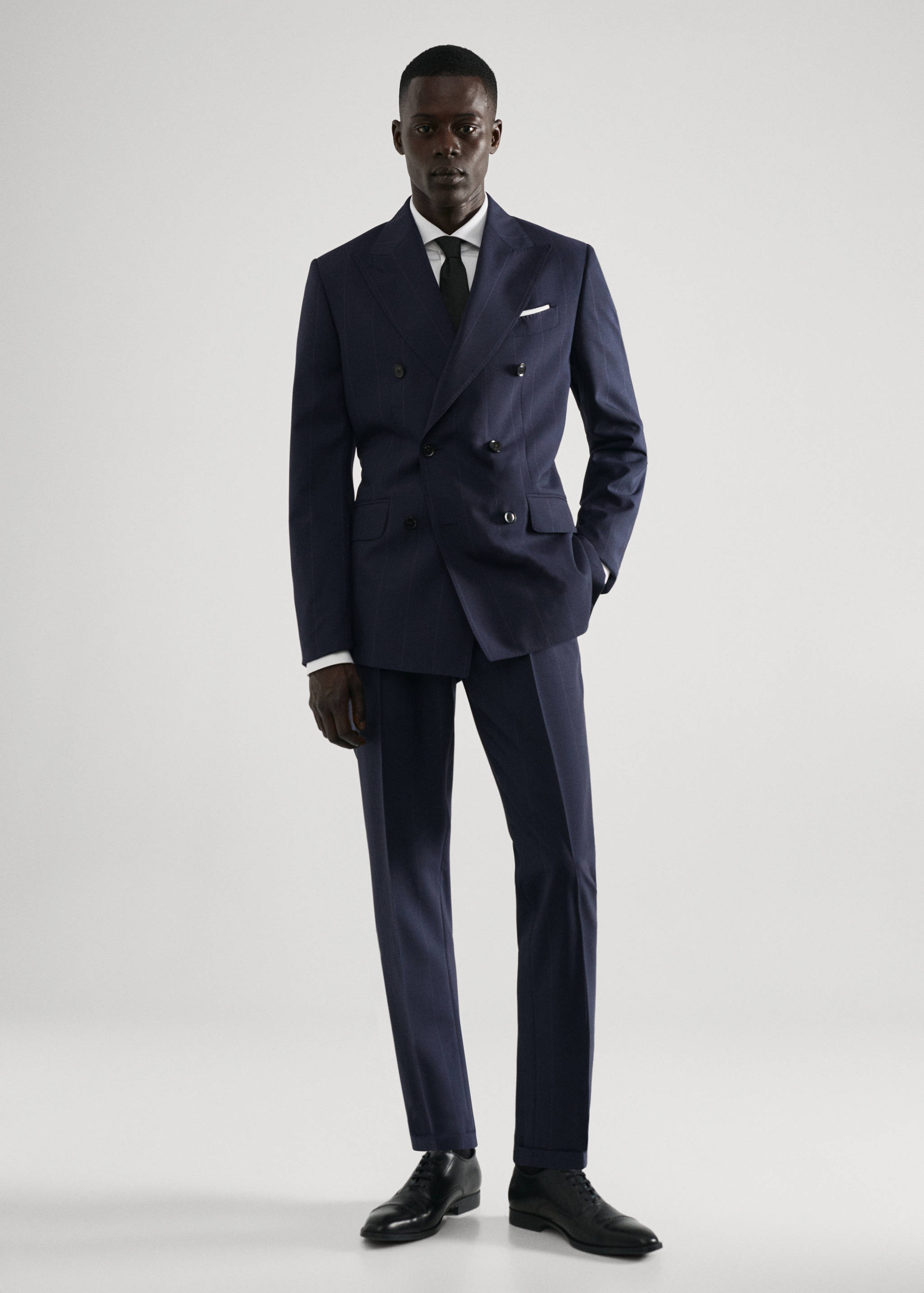 Virgin wool double-breasted suit jacket - General plane