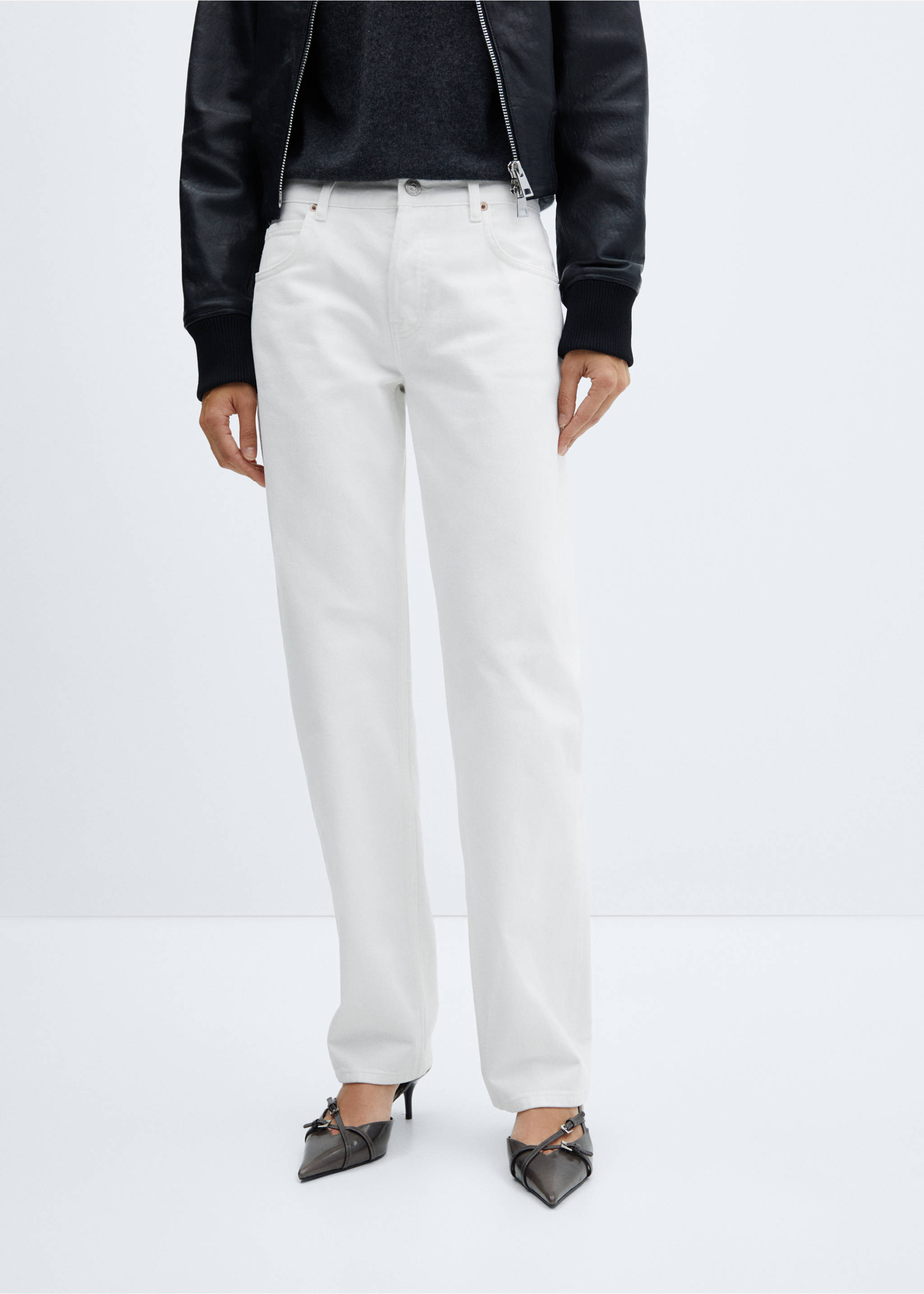 Jean droit taille normale - Plan moyen, Blanc. Ref: 57010474-00.