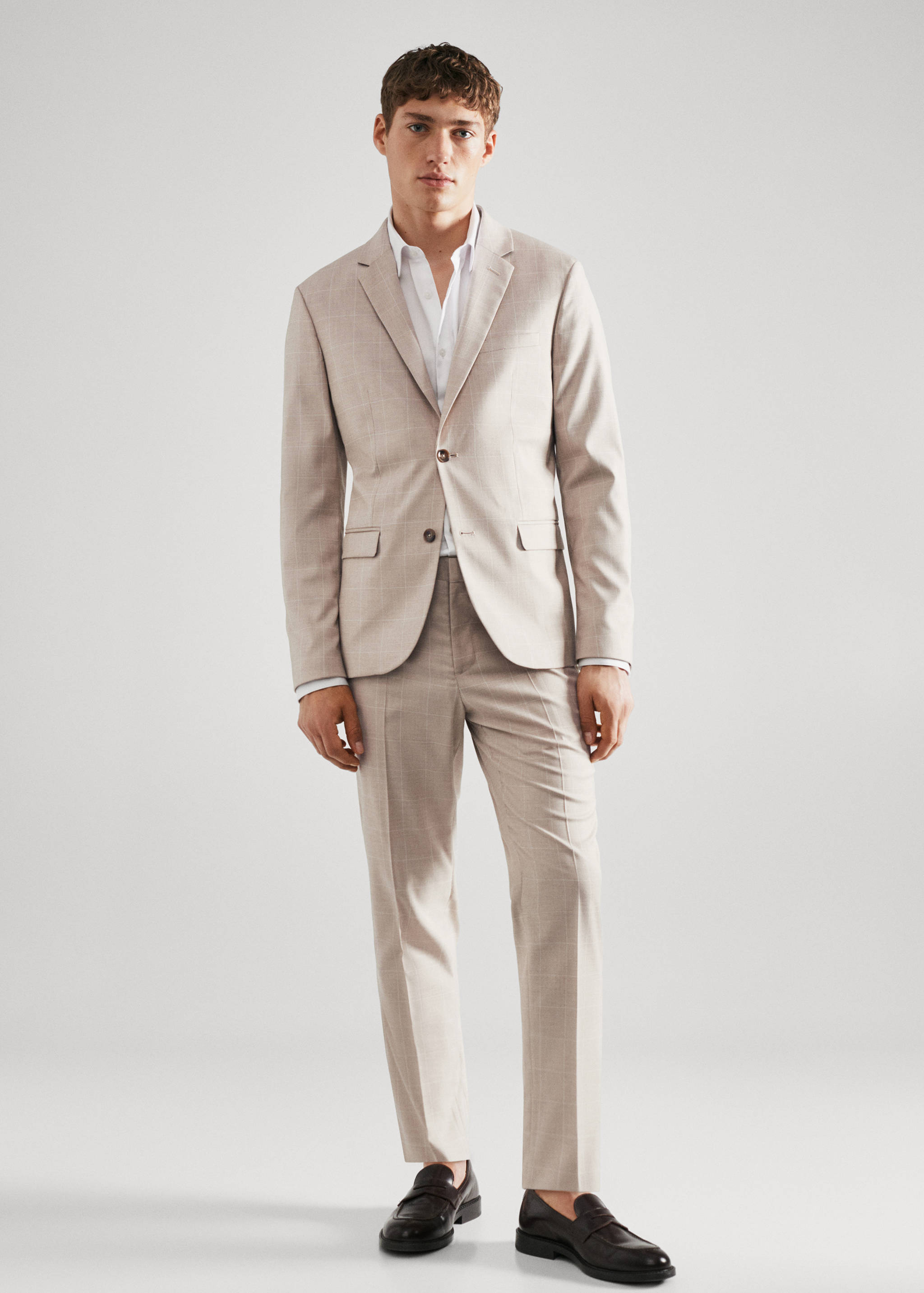 Kariertes Super Slim Fit-Anzugsakko - Allgemeine Ansicht