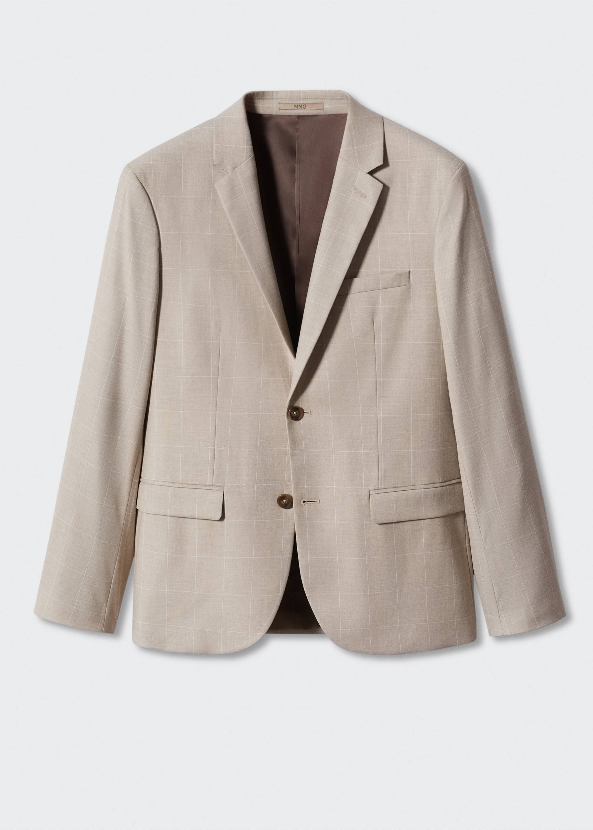Veste costume carreaux super slim-fit - Article sans modèle, Beige. Ref: 57010543-00.