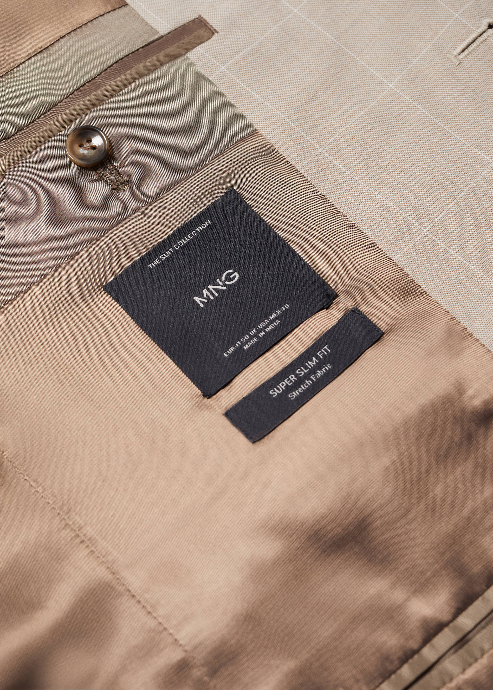 Kariertes Super Slim Fit-Anzugsakko - Detail des Artikels 8