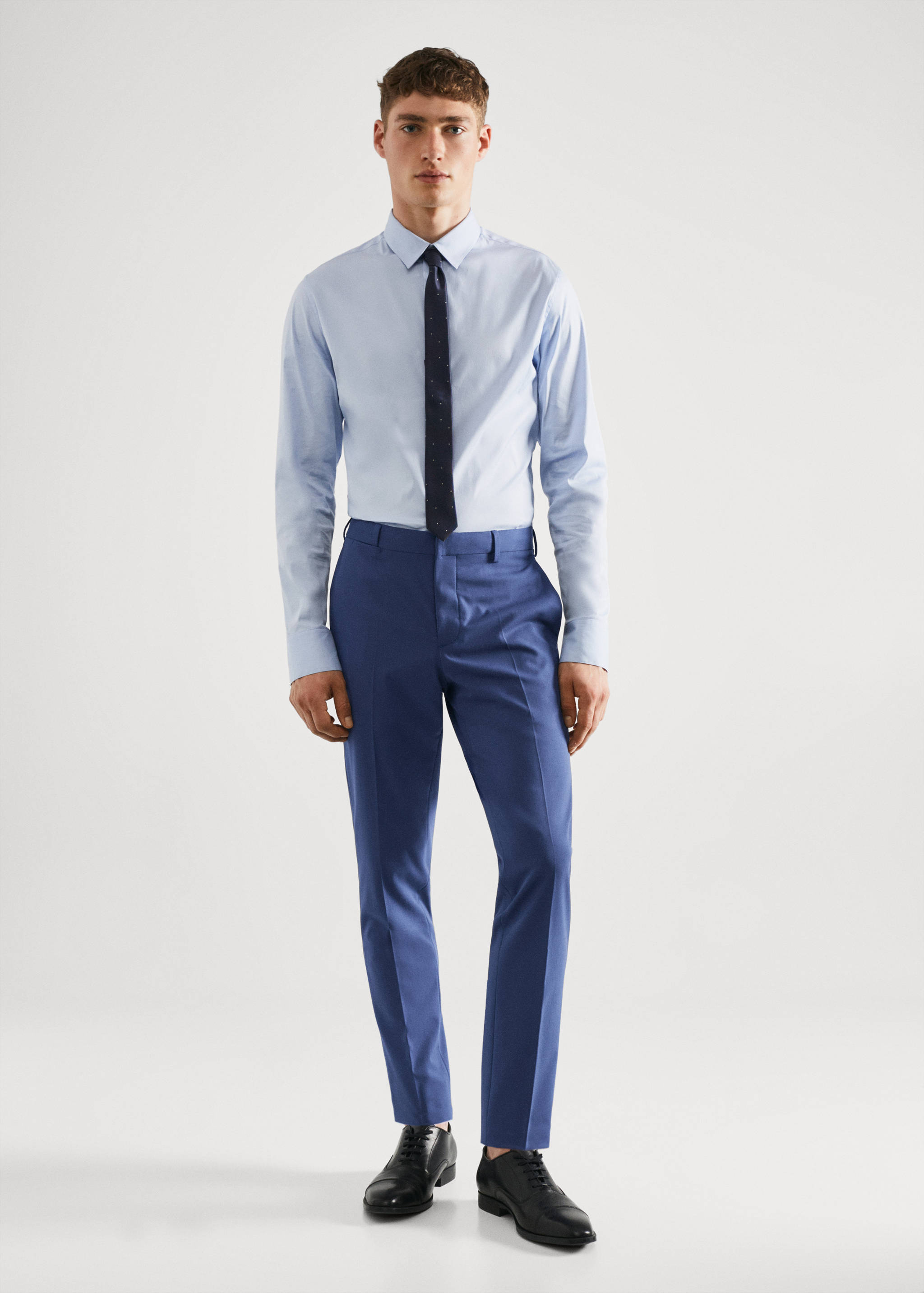 Stretch fabric super slim-fit suit trousers - General plane