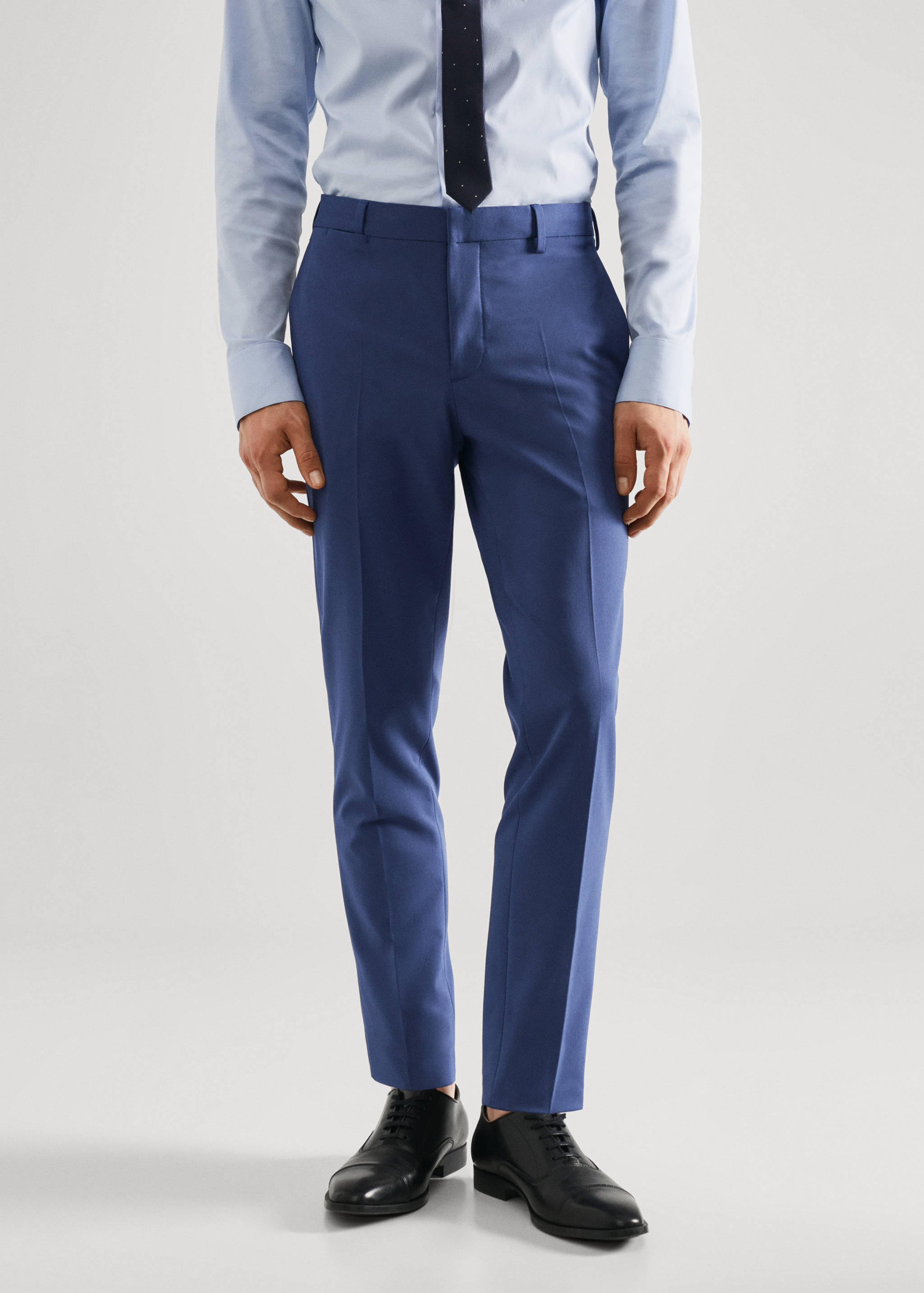 Stretch fabric super slim-fit suit trousers - Medium plane