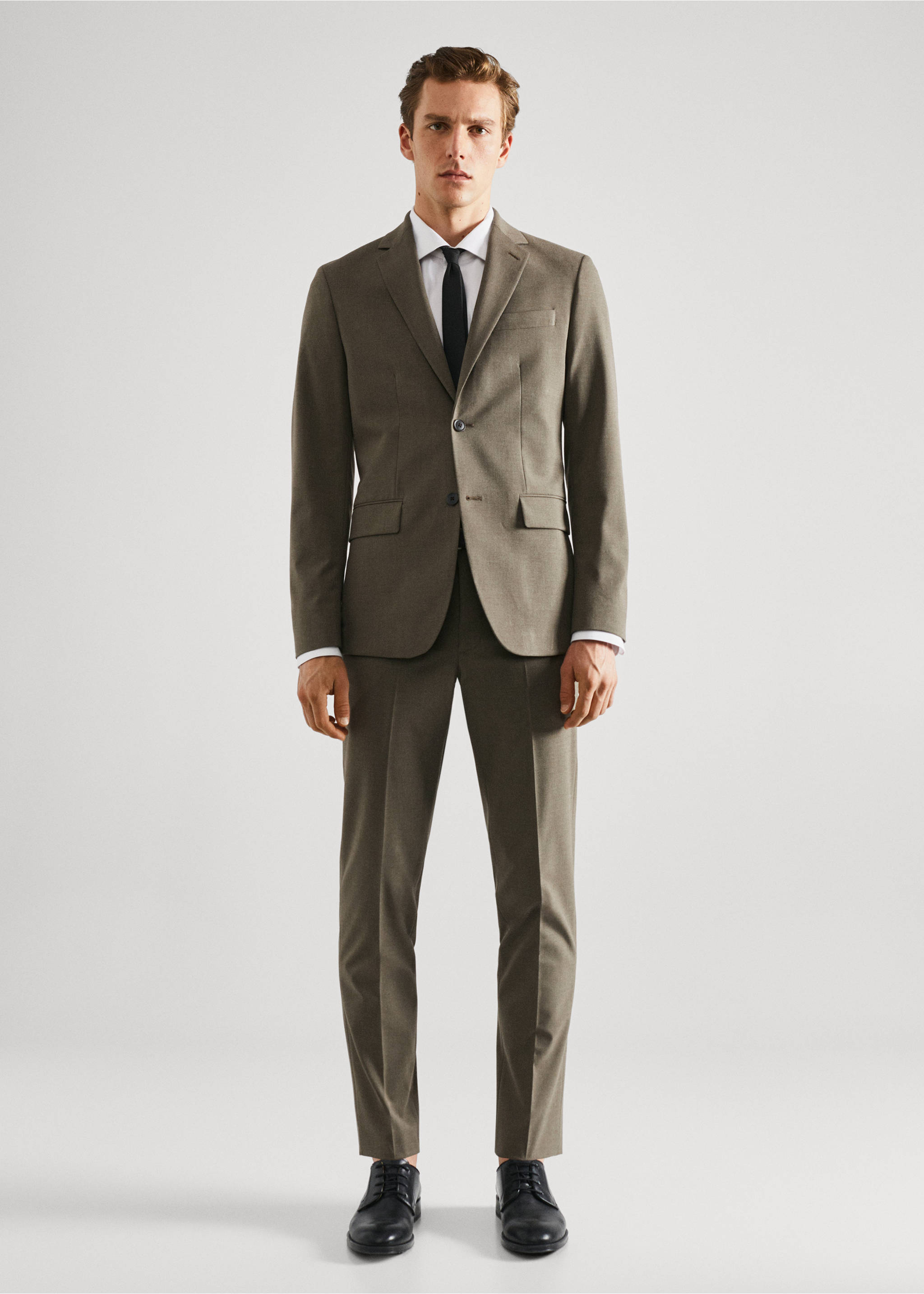Stretch-fabric slim-fit suit trousers - General plane, Pastel Green. Ref: 57010546-00.