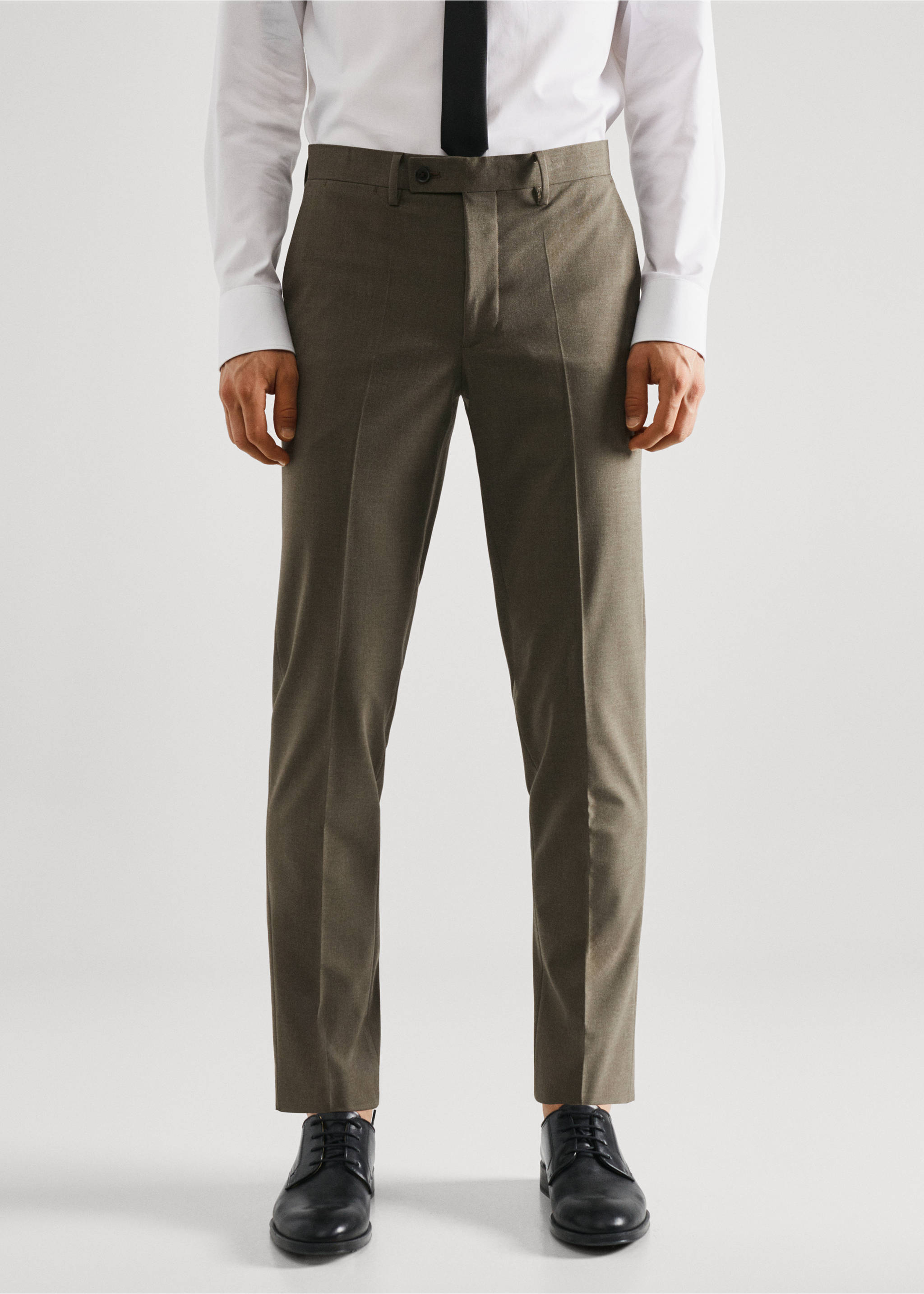 Stretch-fabric slim-fit suit trousers - Medium plane, Pastel Green. Ref: 57010546-00.