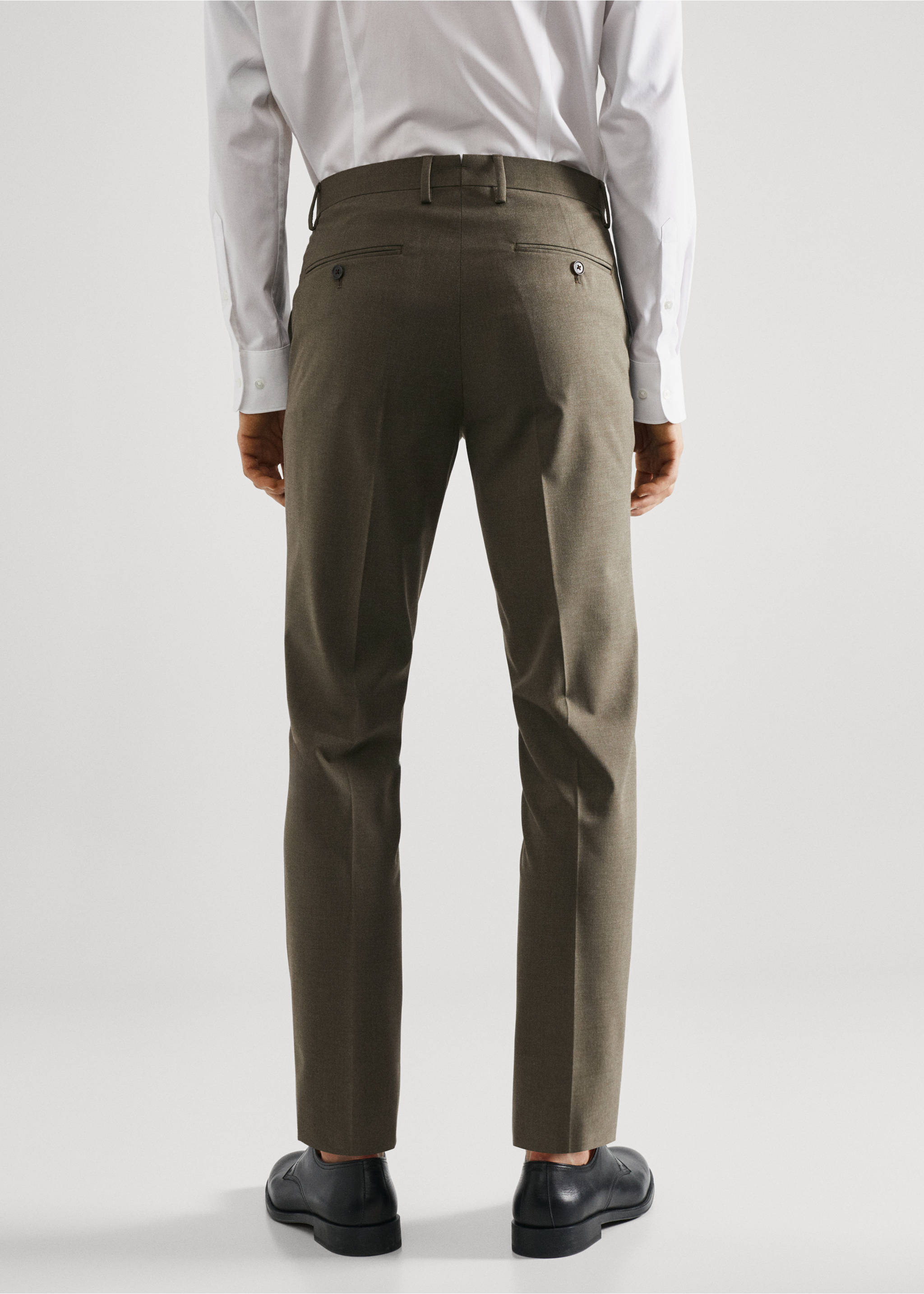 Stretch-fabric slim-fit suit trousers - Reverse of the article, Pastel Green. Ref: 57010546-00.