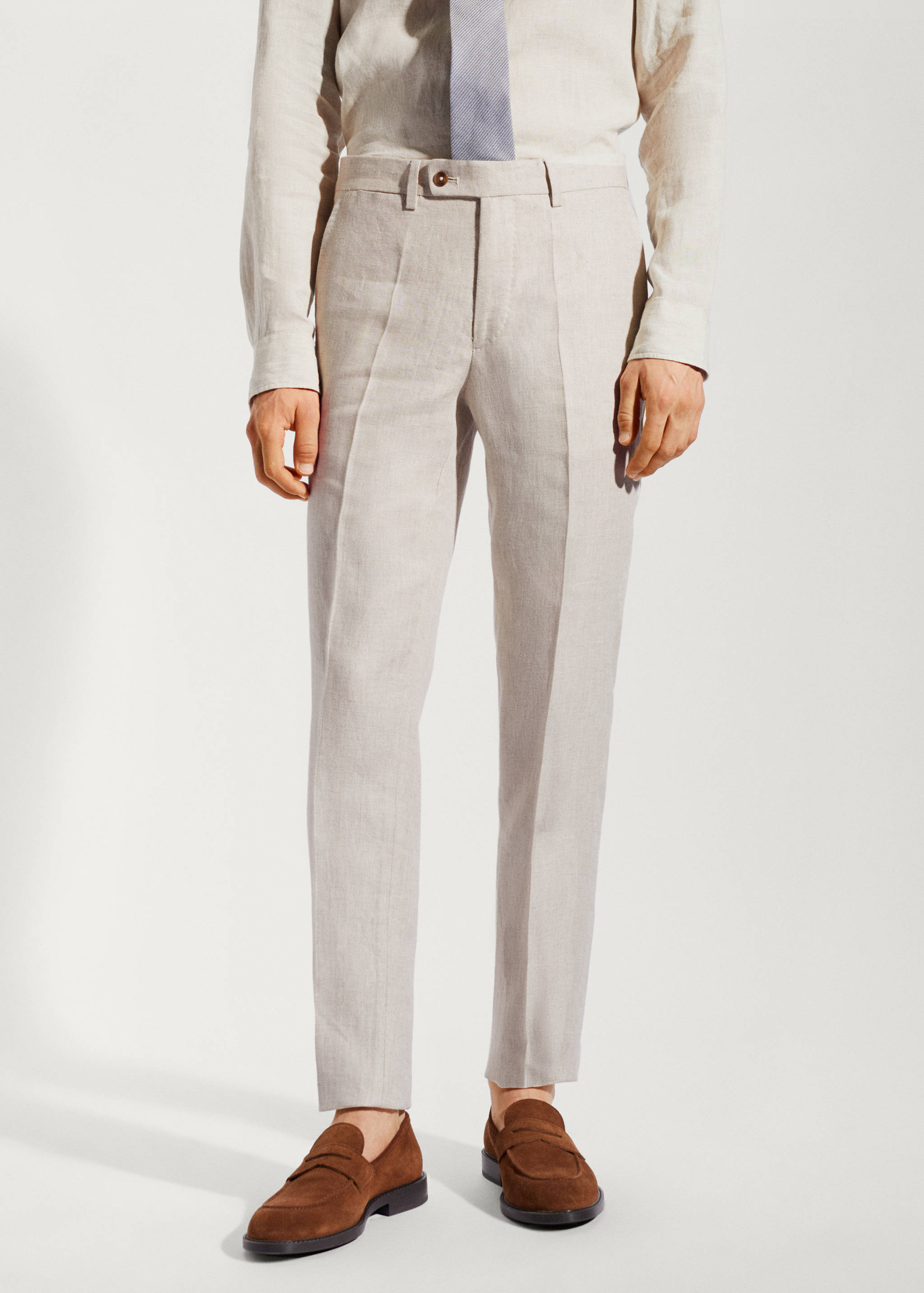 100% linen suit trousers - Medium plane