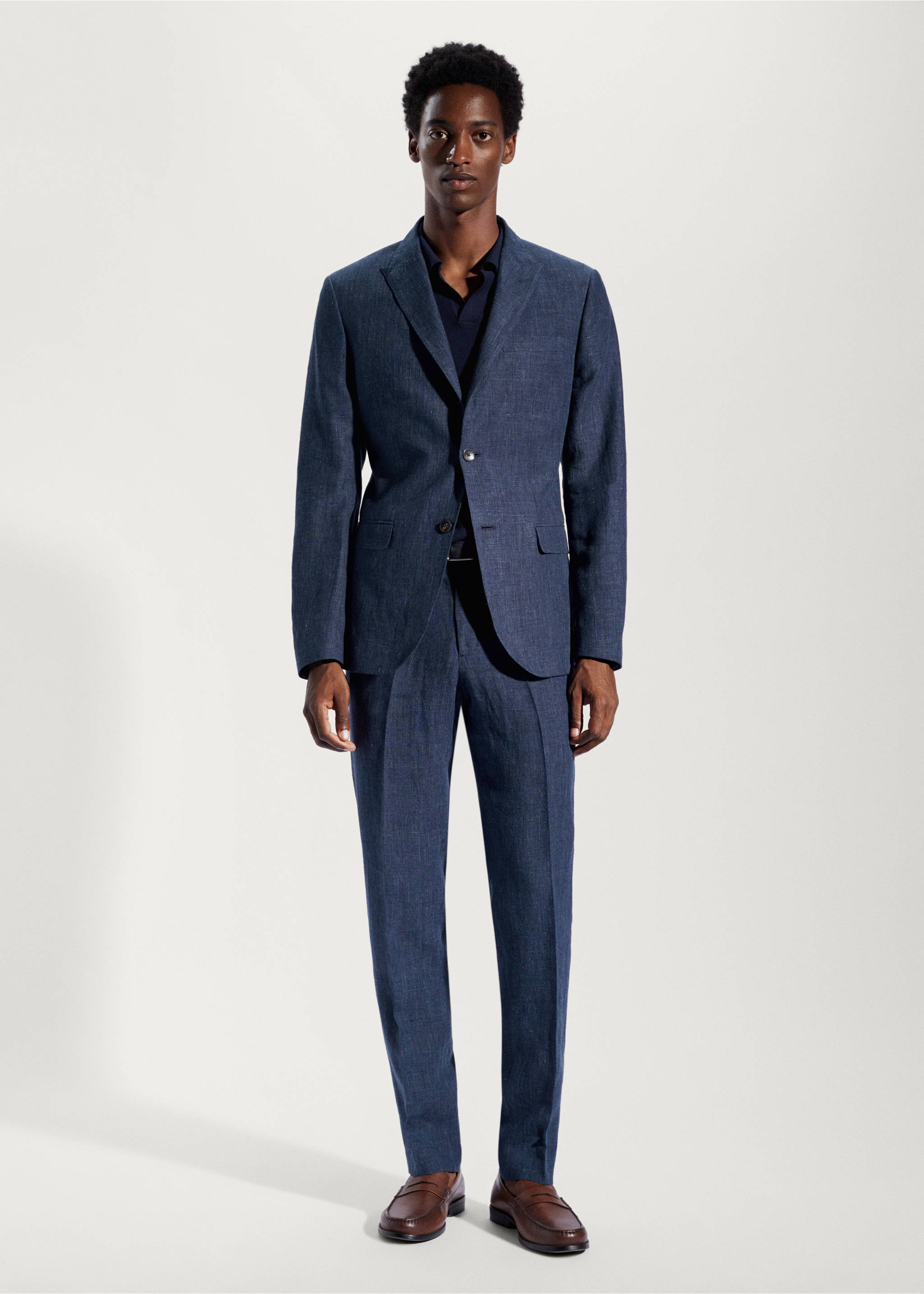 Veste costume 100 % lin - Plan général, Bleu marine. Ref: 57010556-00.