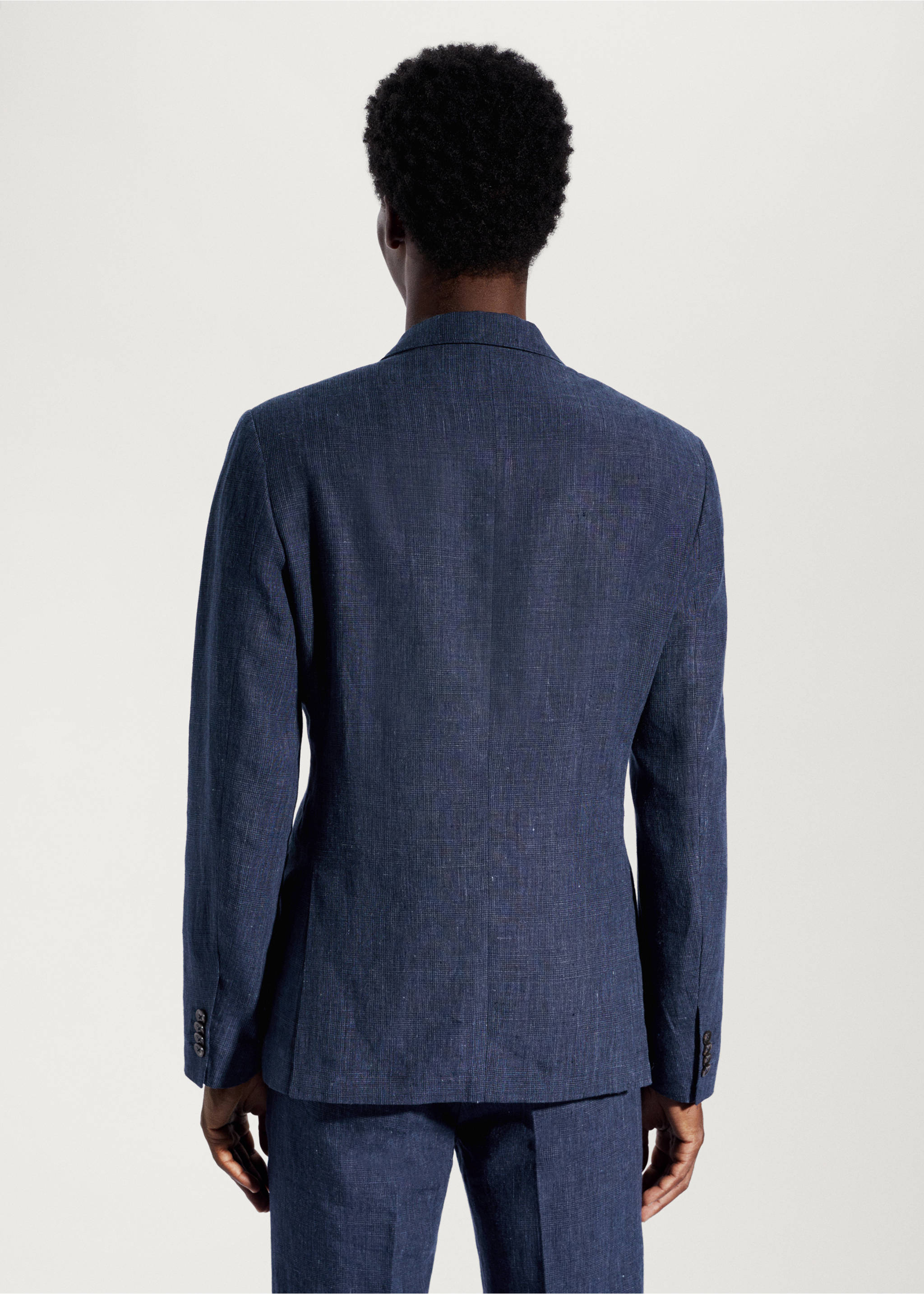 Veste costume 100 % lin - Verso de l’article, Bleu marine. Ref: 57010556-00.