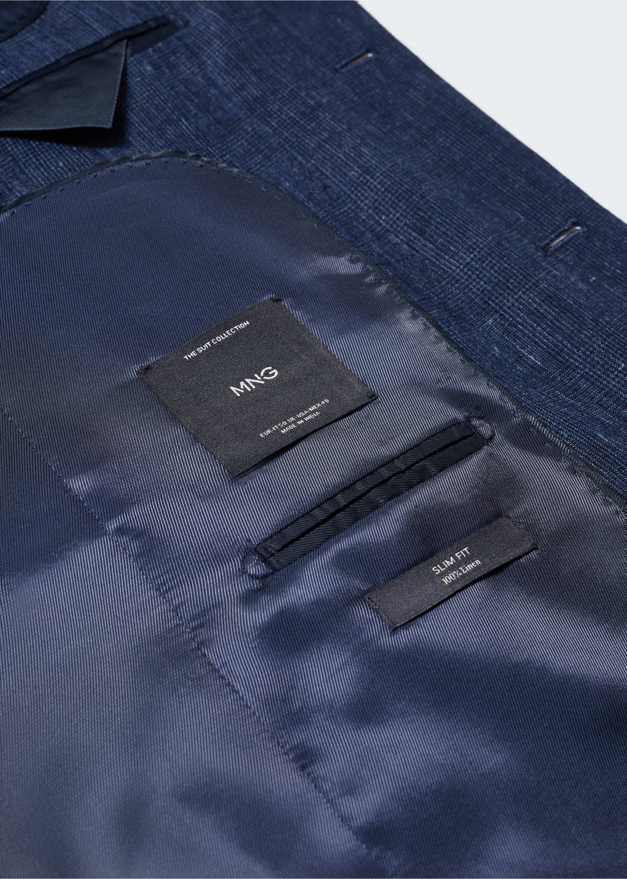 Veste costume 100 % lin - Détail de l'article 8, Bleu marine. Ref: 57010556-00.