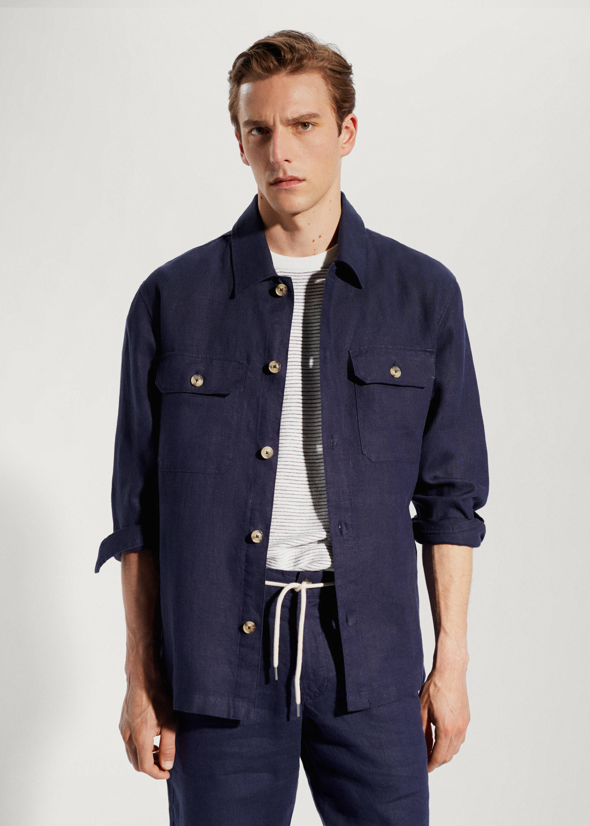 100% linen regular-fit overshirt - Medium plane