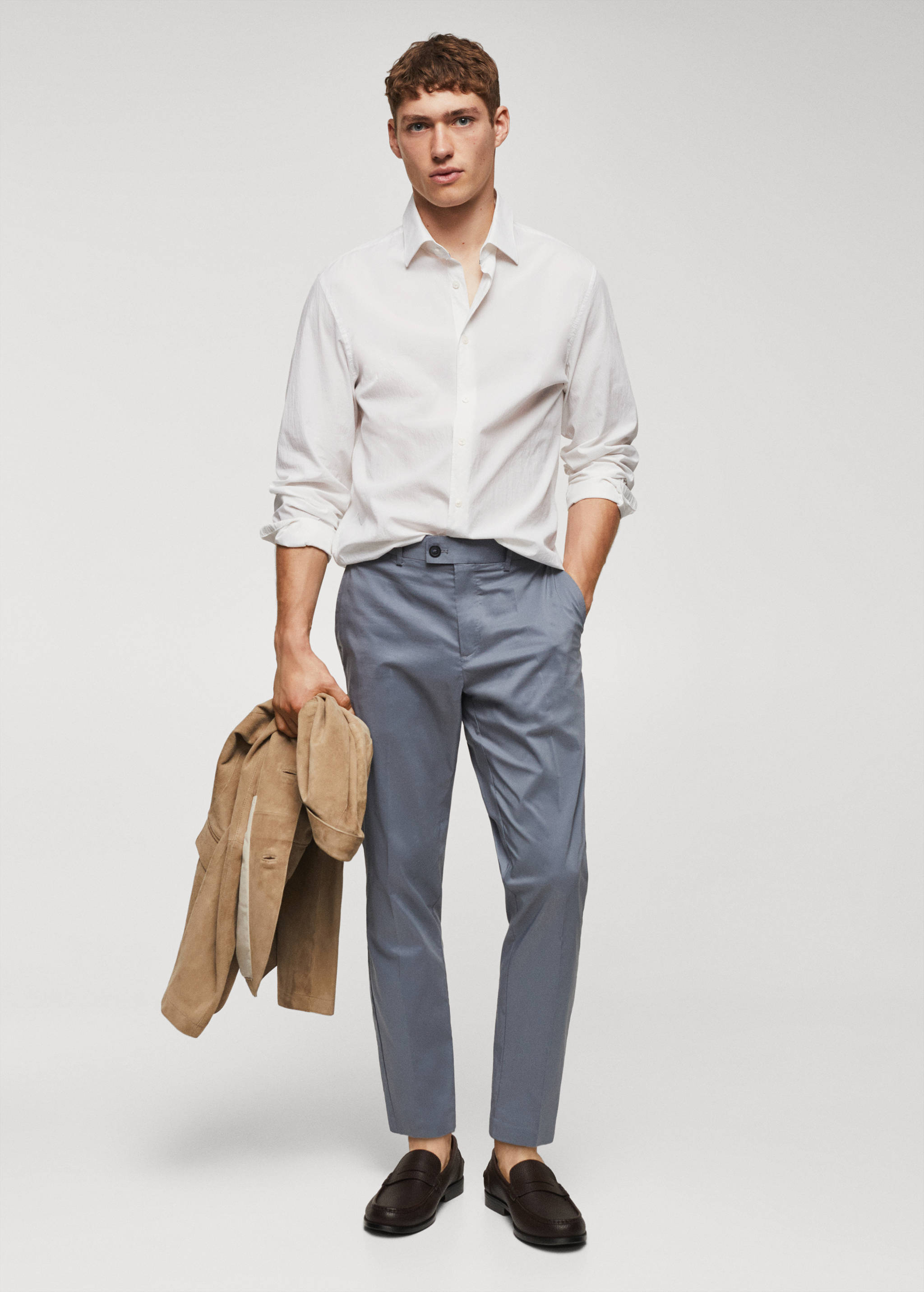 Chemise slim-fit coton seersucker - Plan général