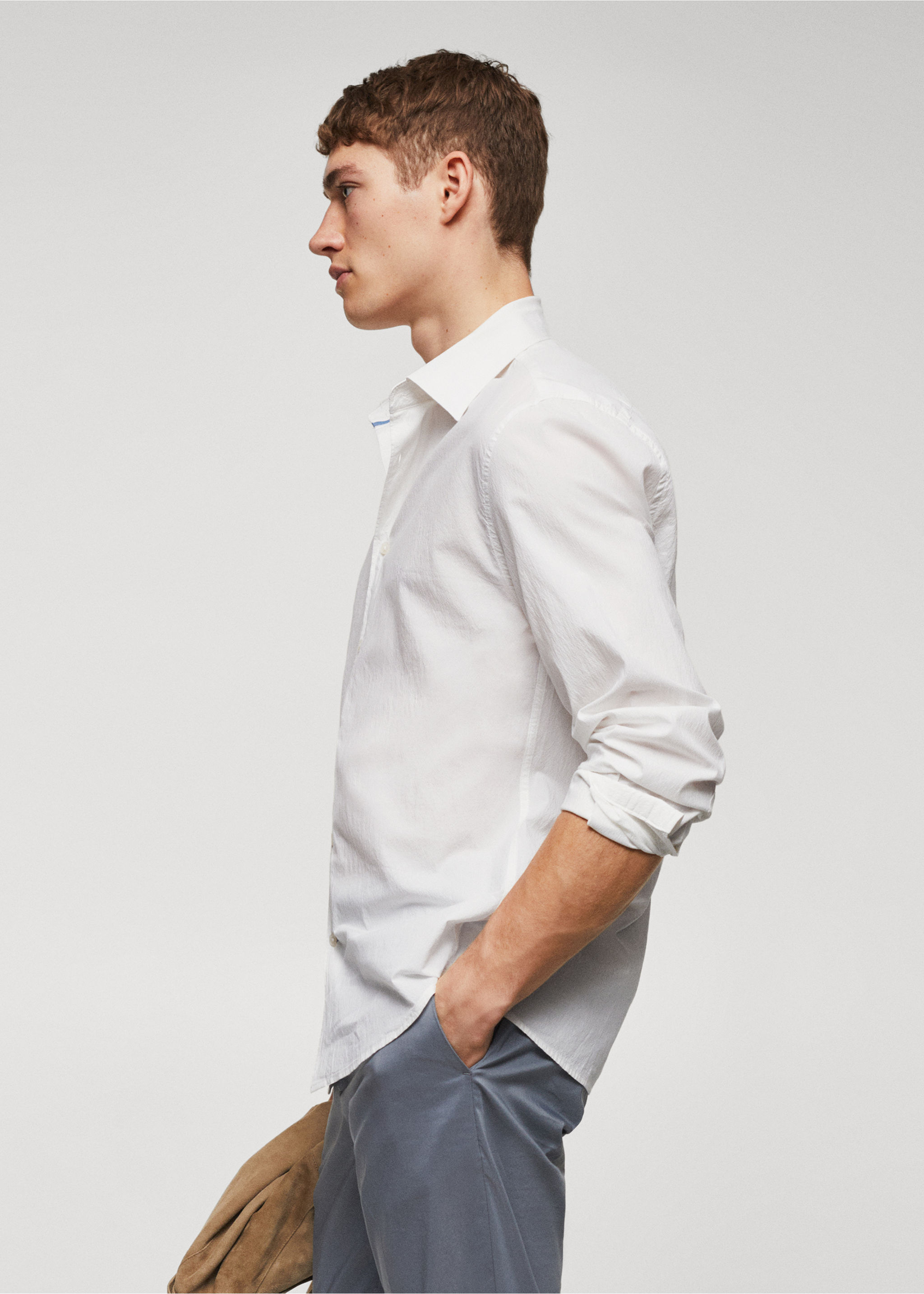 Slim-fit cotton seersucker shirt - Details of the article 2