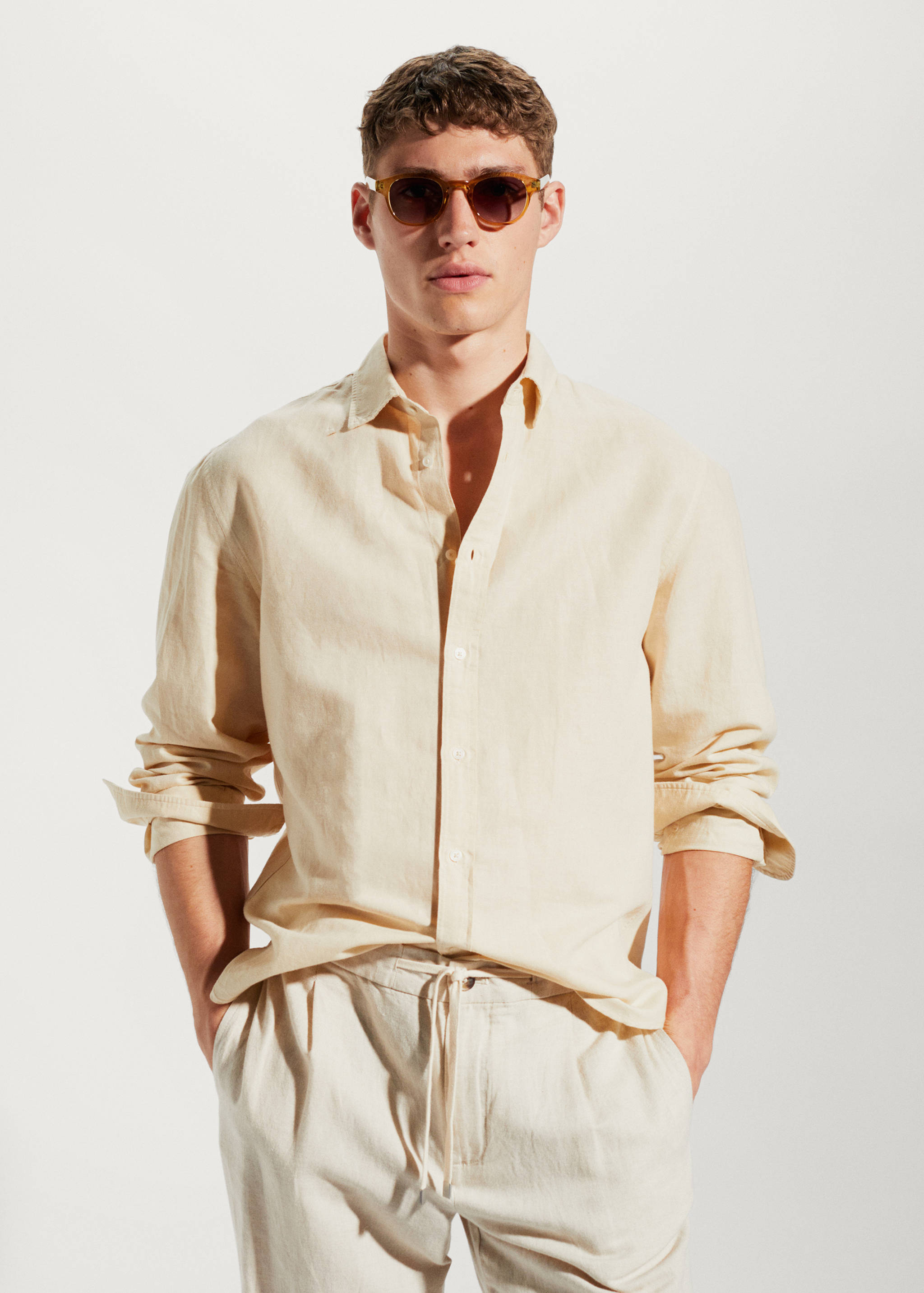 Regular-fit linen cotton shirt - Medium plane