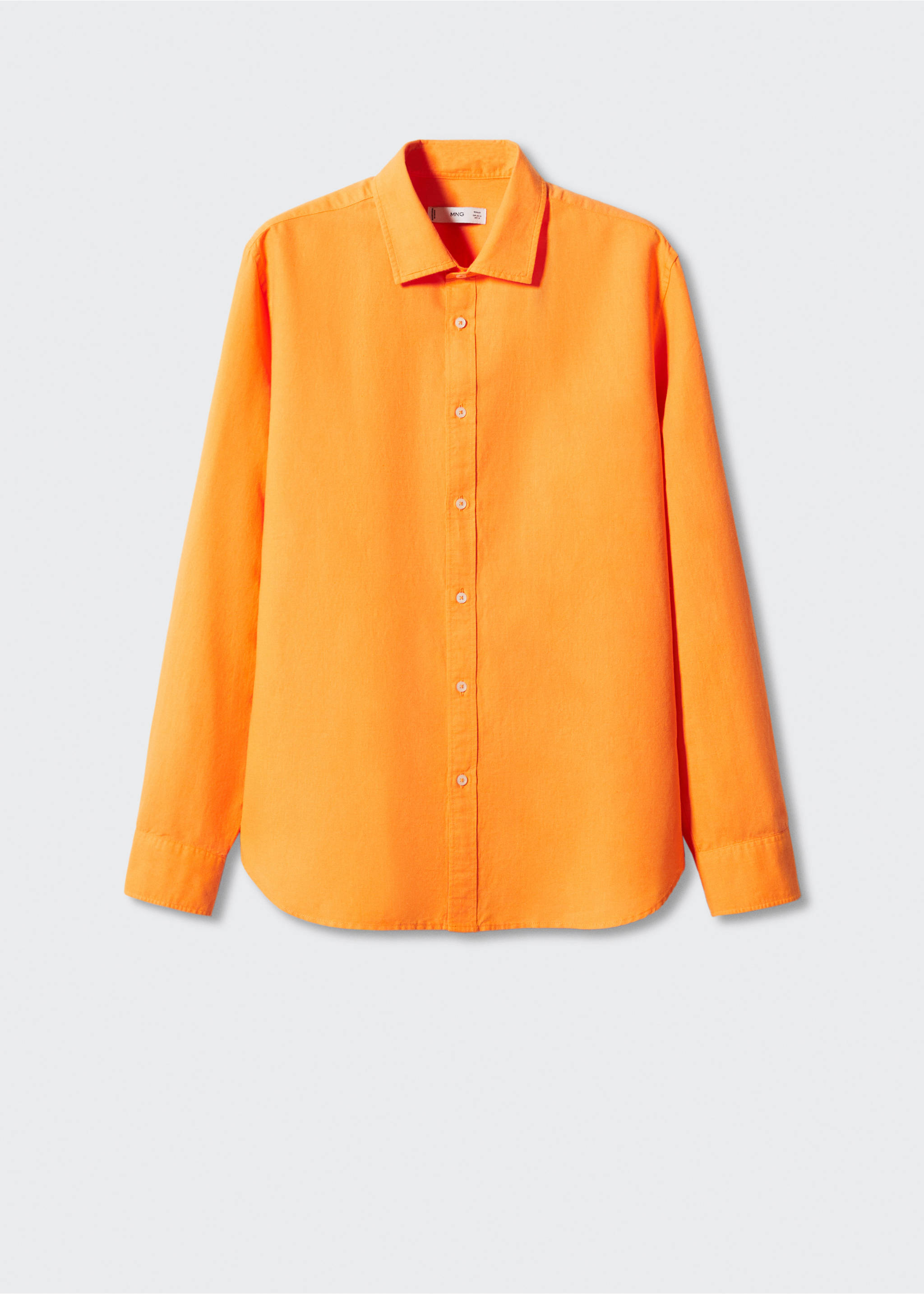 Regular-fit linen cotton shirt - Article without model, Orange. Ref: 57010609-00.
