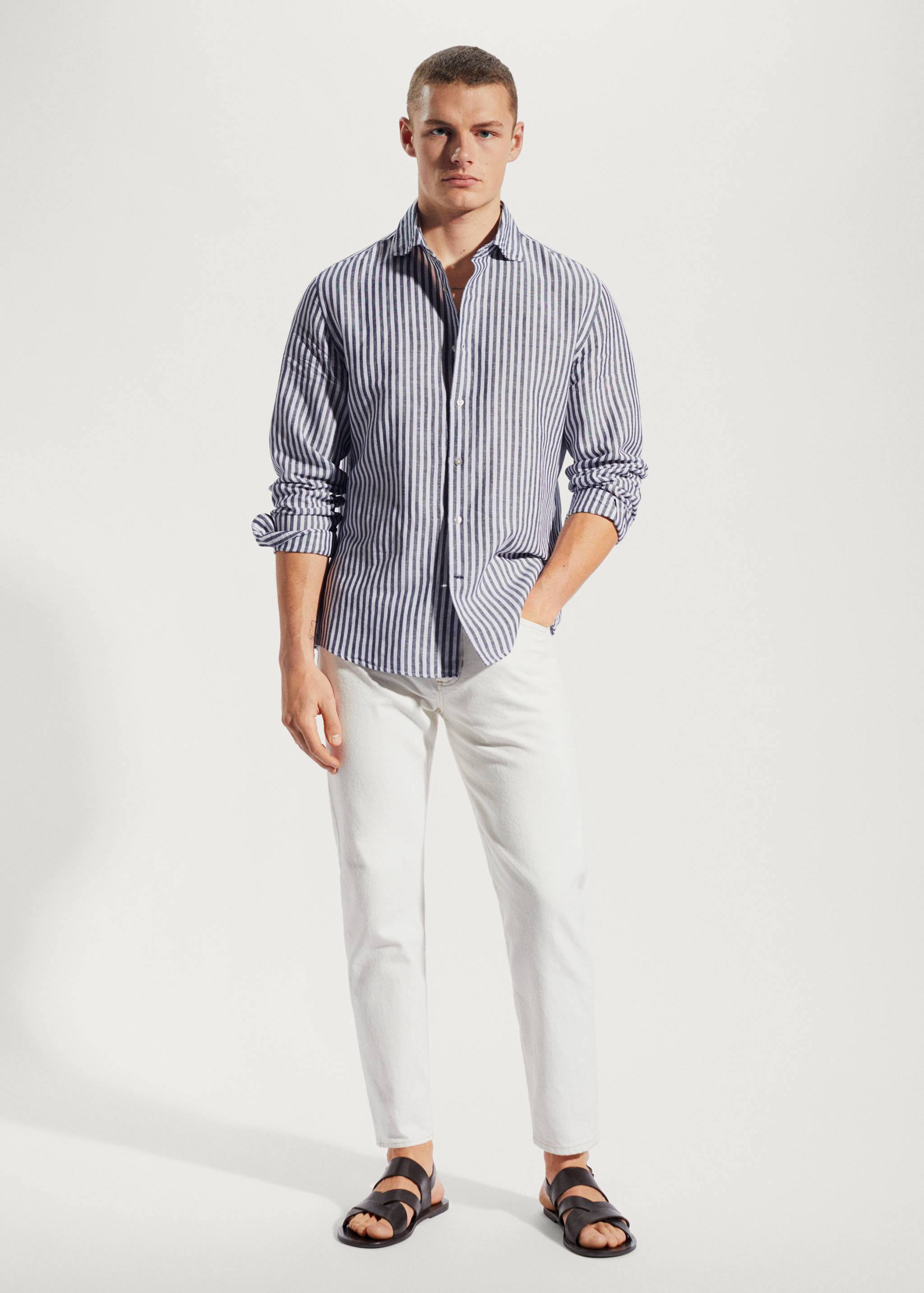 Chemise slim fit lin à rayures - Plan général