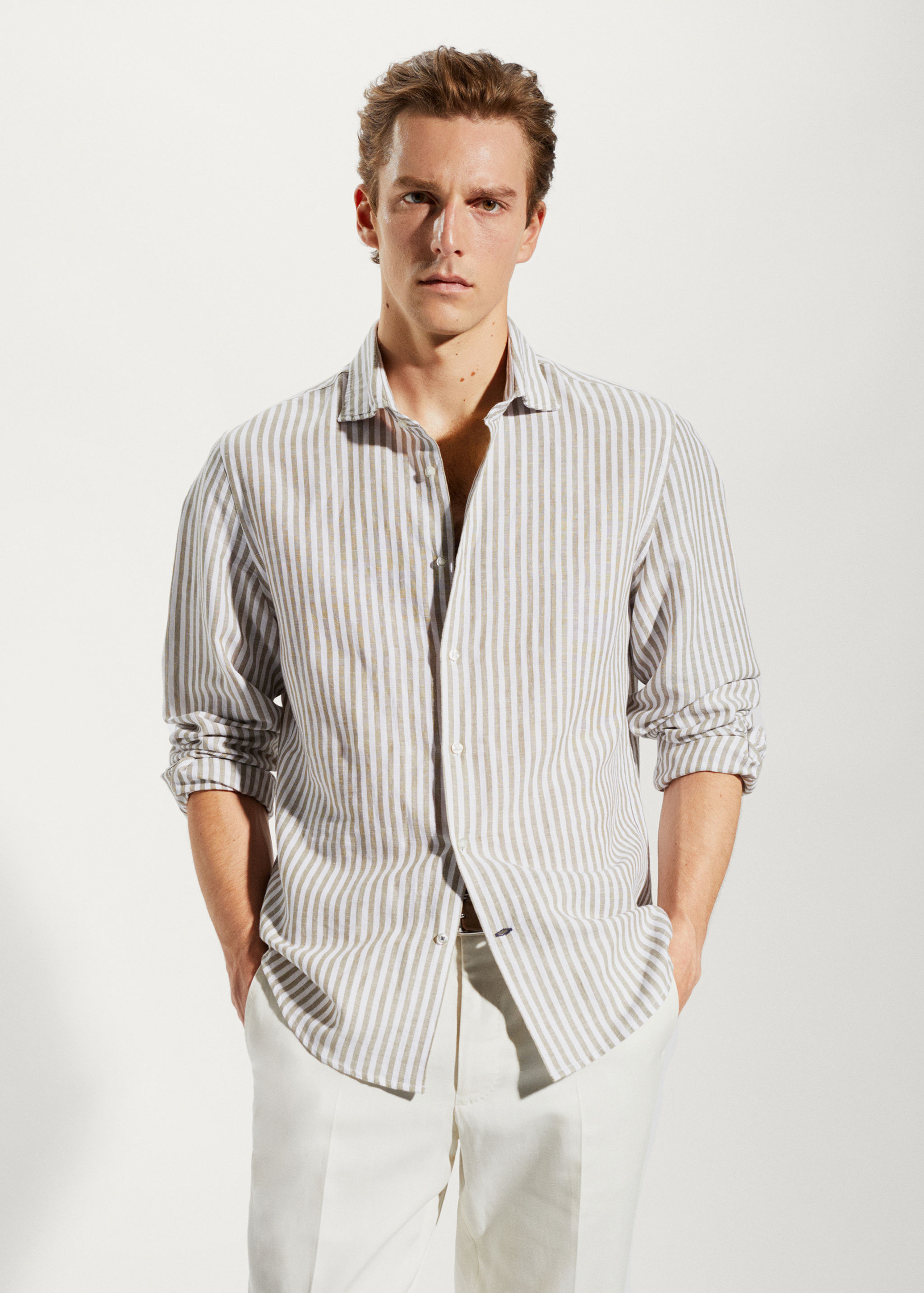 Chemise slim fit lin à rayures - Plan moyen