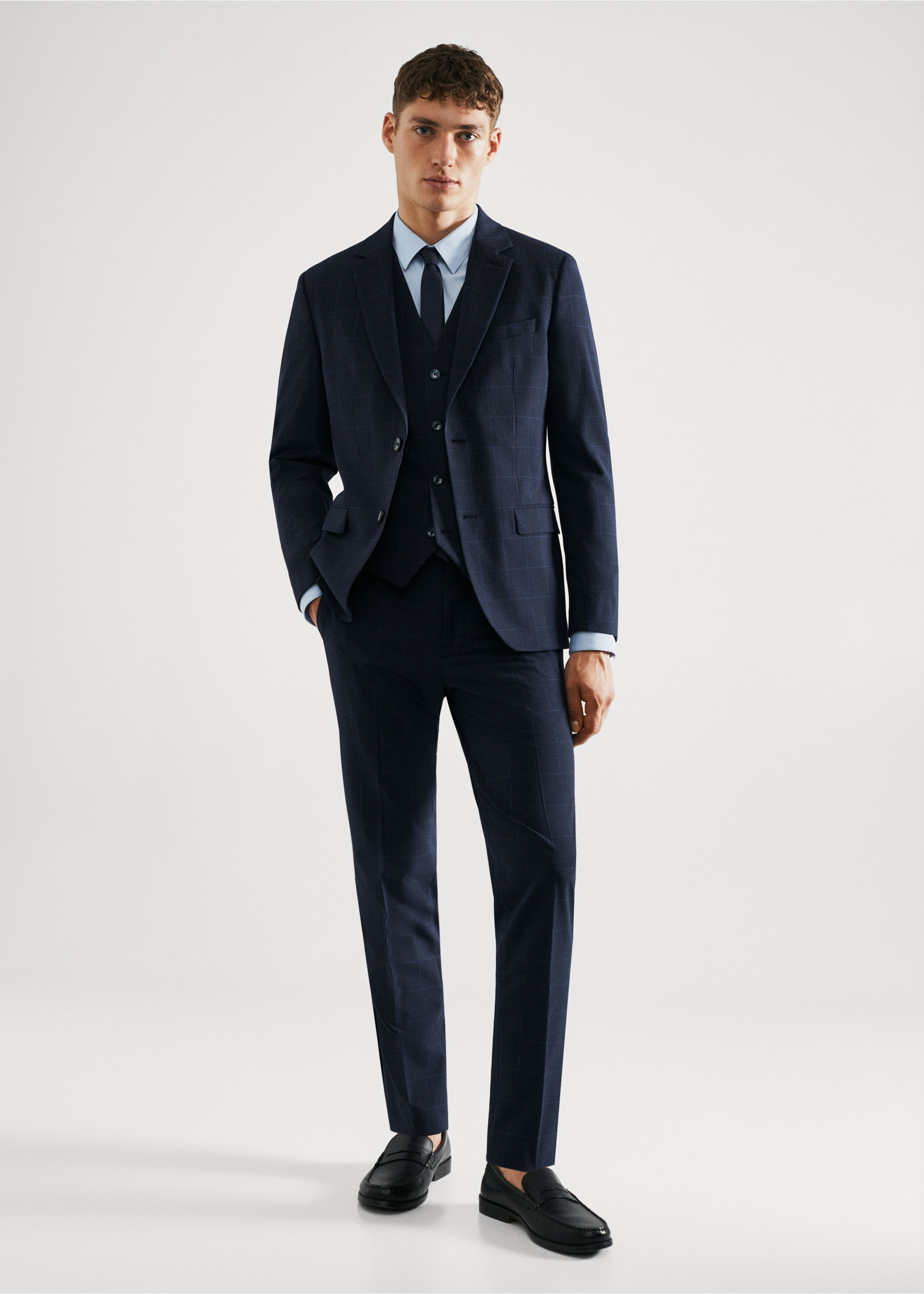 Super slim-fit check suit jacket - General plane