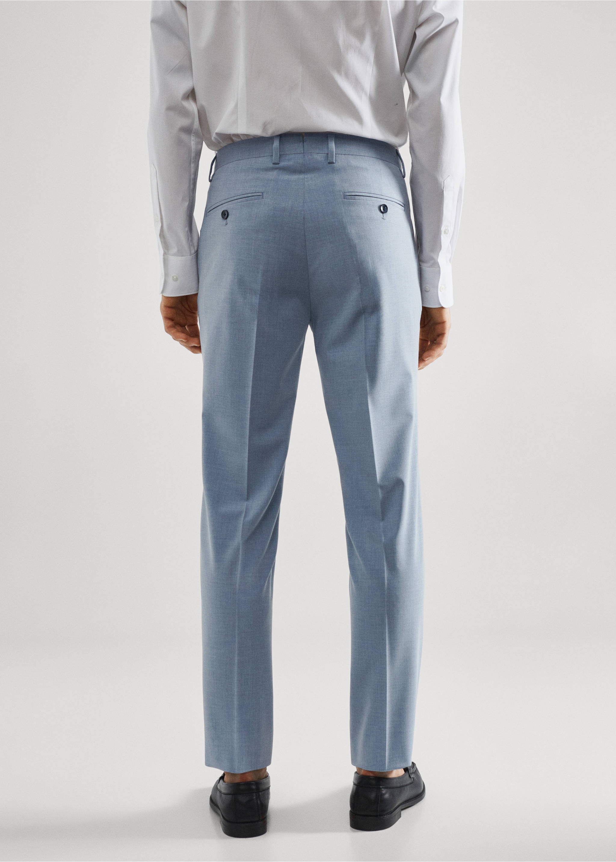 Stretch-fabric slim-fit suit trousers - Reverse of the article, Sky Blue. Ref: 57010667-00.