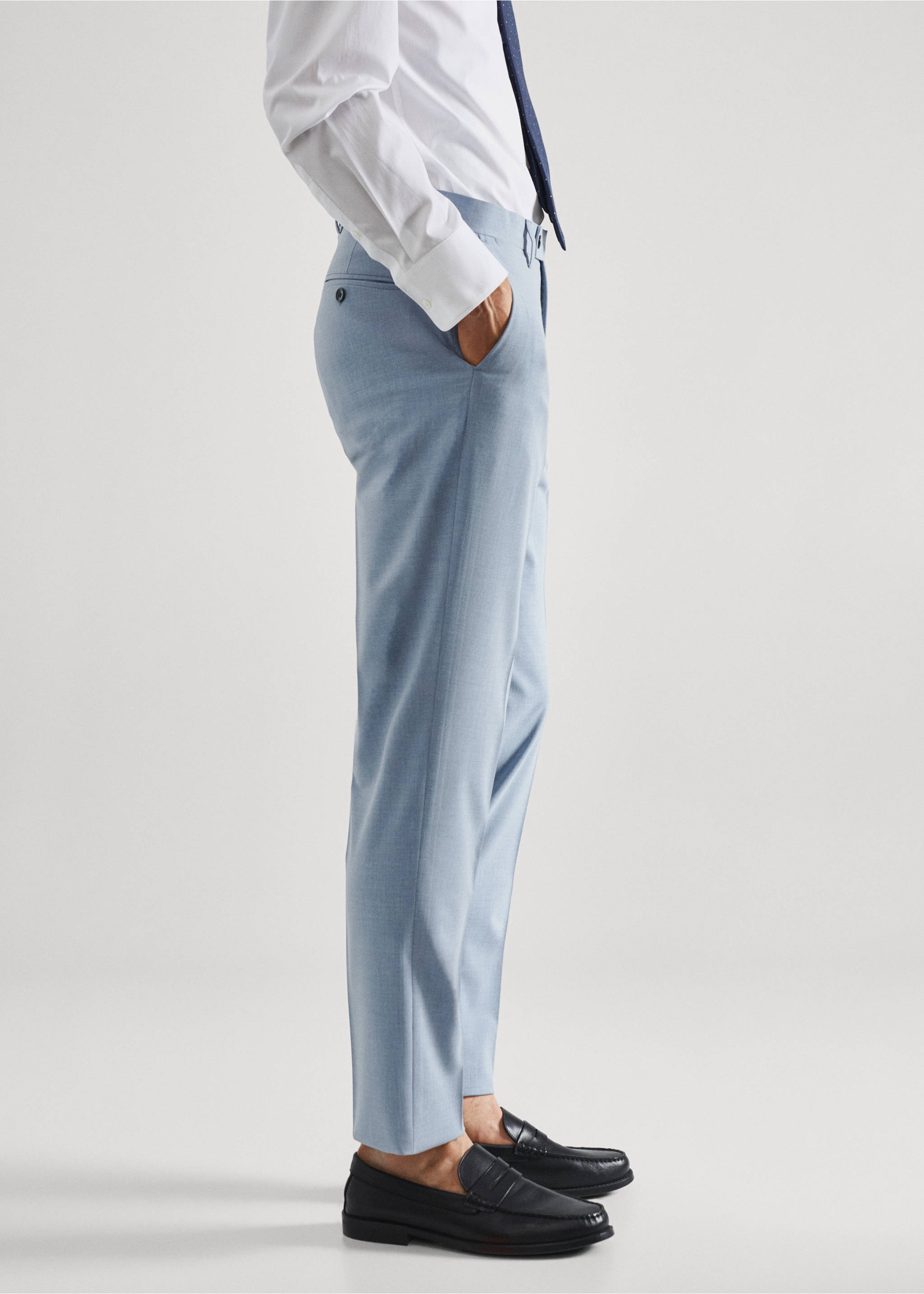 Stretch-fabric slim-fit suit trousers - Details of the article 2, Sky Blue. Ref: 57010667-00.