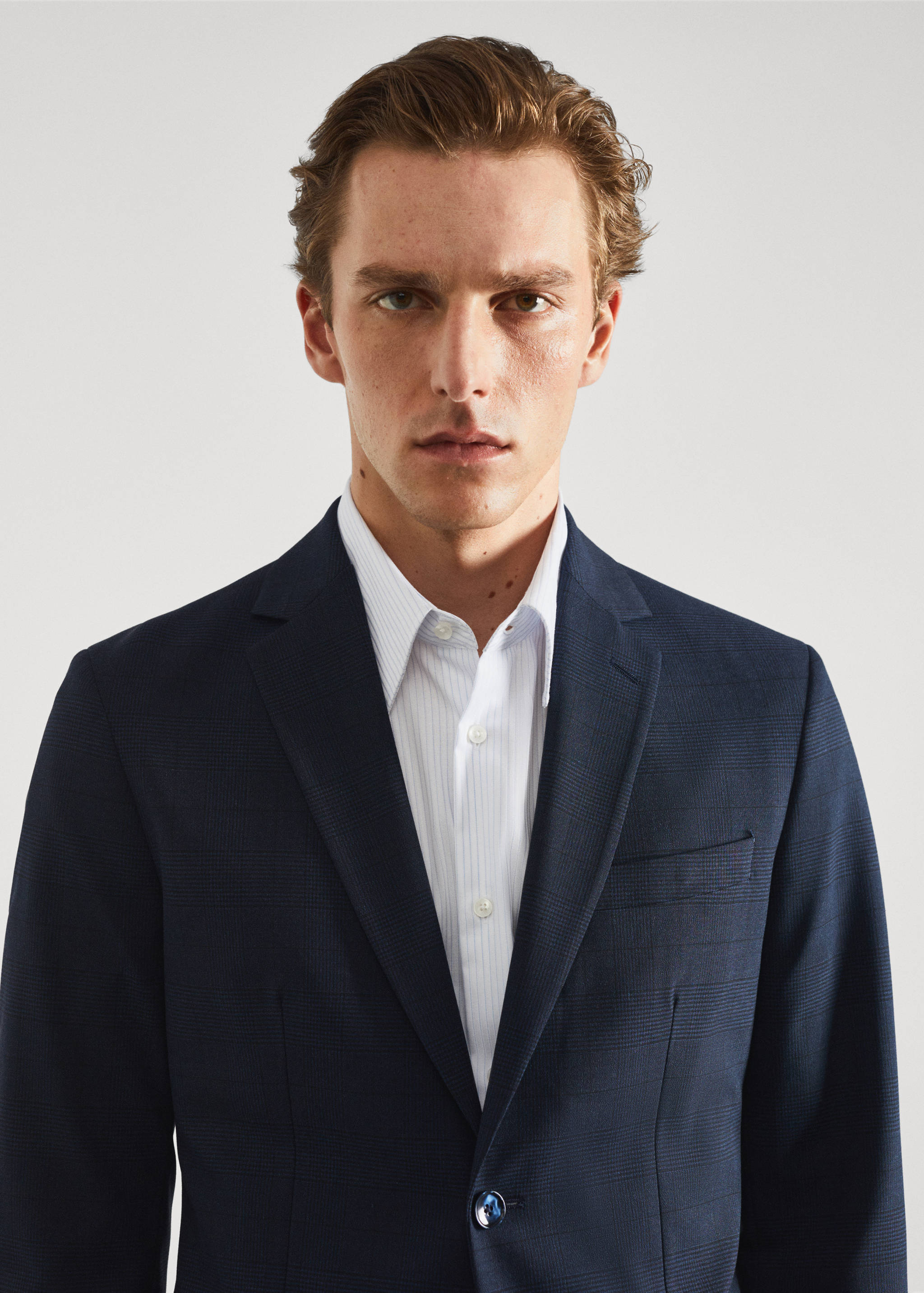 Stretch fabric slim-fit printed suit jacket - Details of the article 1