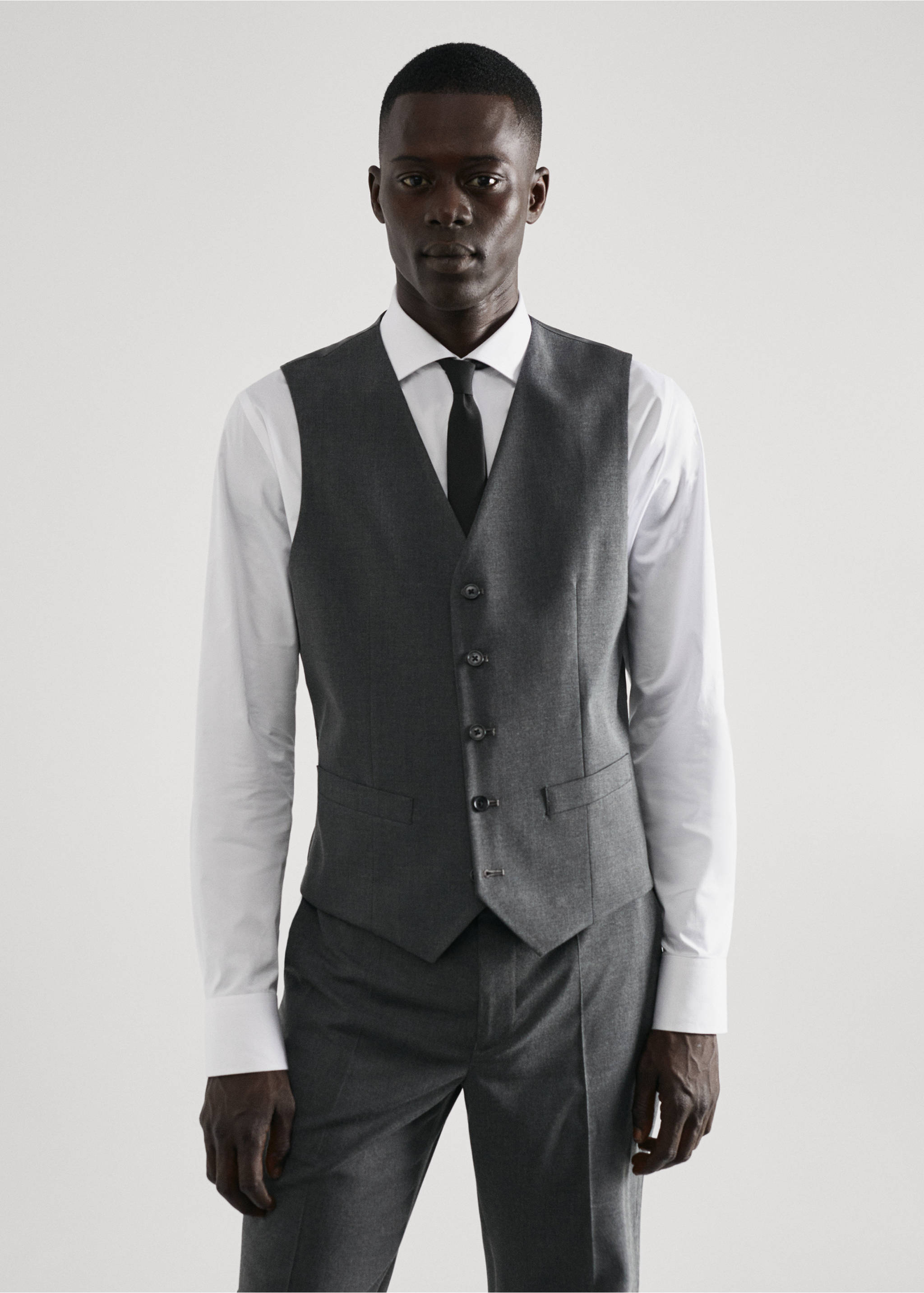 Slim Fit Anzugweste - Mittlere Ansicht, Grau. Ref: 57010678-00.