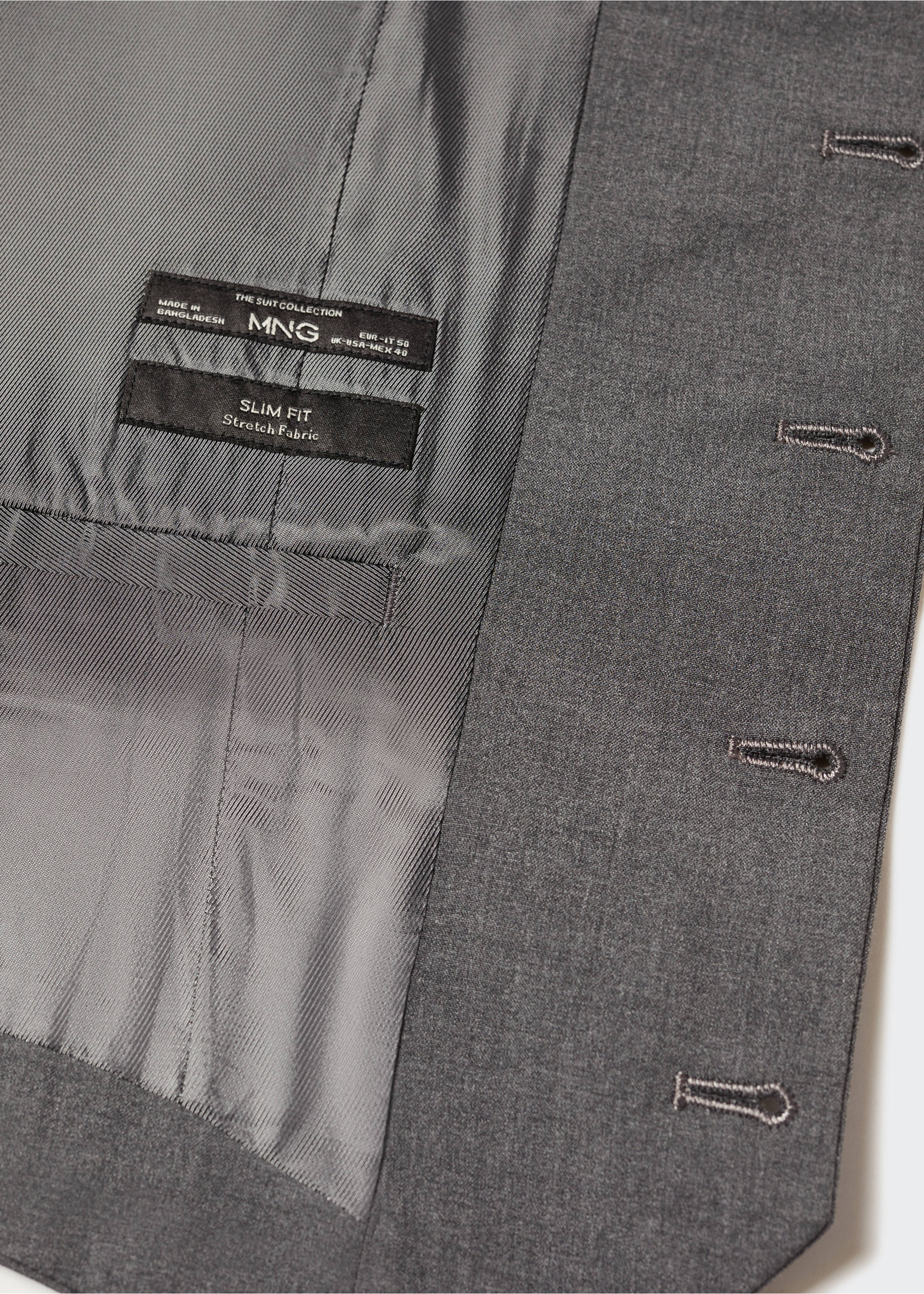 Slim Fit Anzugweste - Detail des Artikels 8, Grau. Ref: 57010678-00.