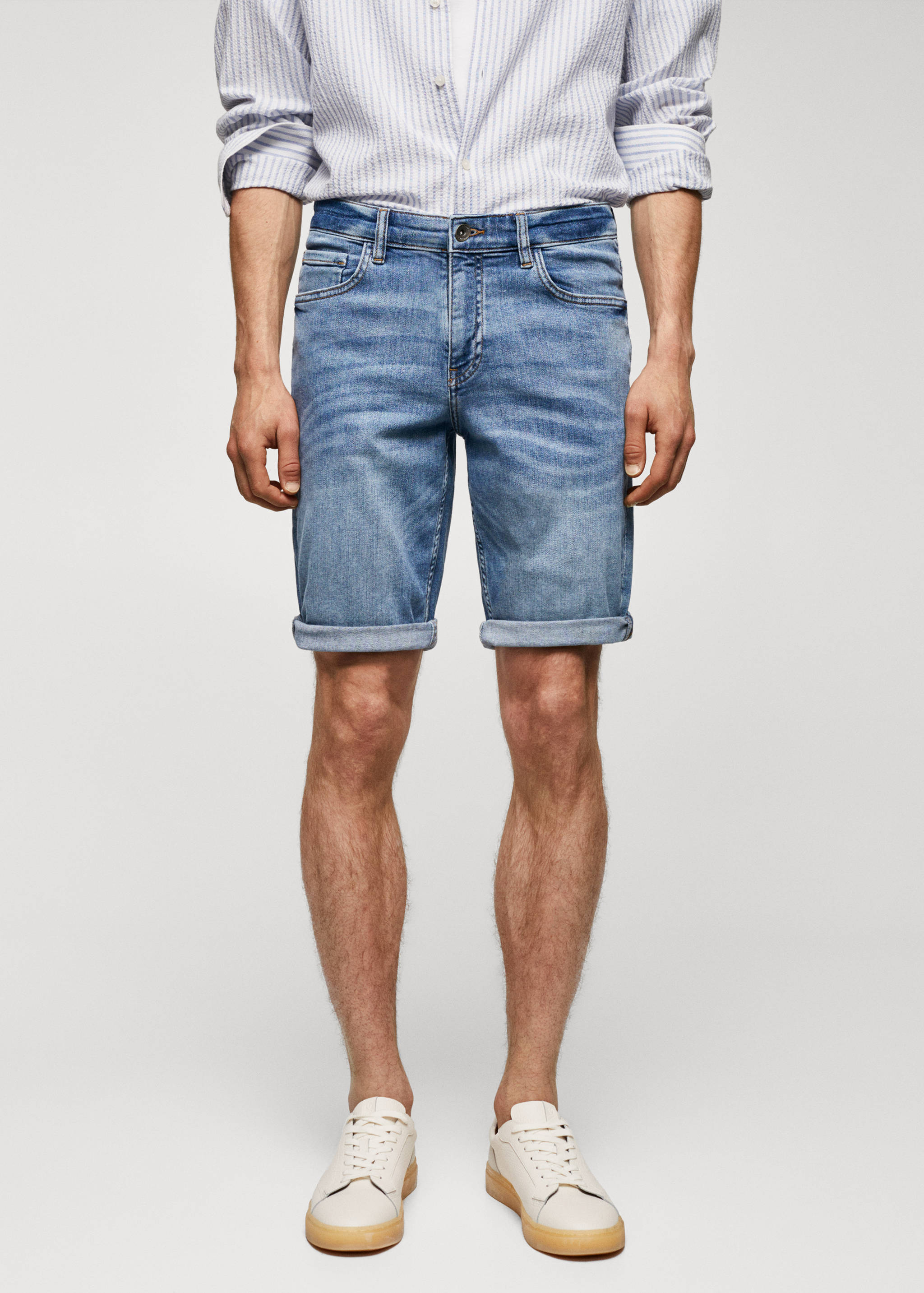 Slim-fit denim bermuda shorts - Medium plane