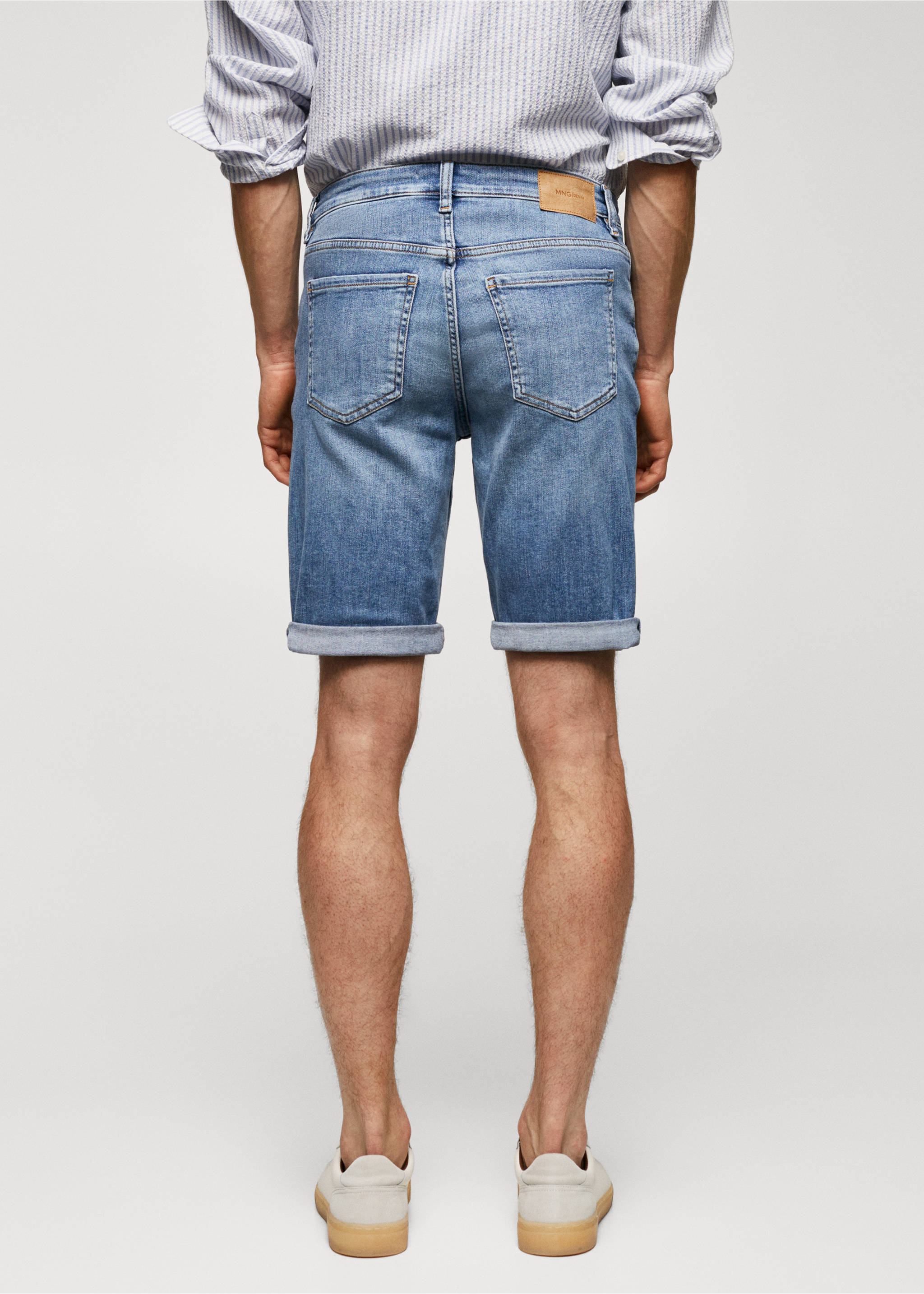 Slim-fit denim bermuda shorts - Reverse of the article, Medium Blue. Ref: 57010681-00.