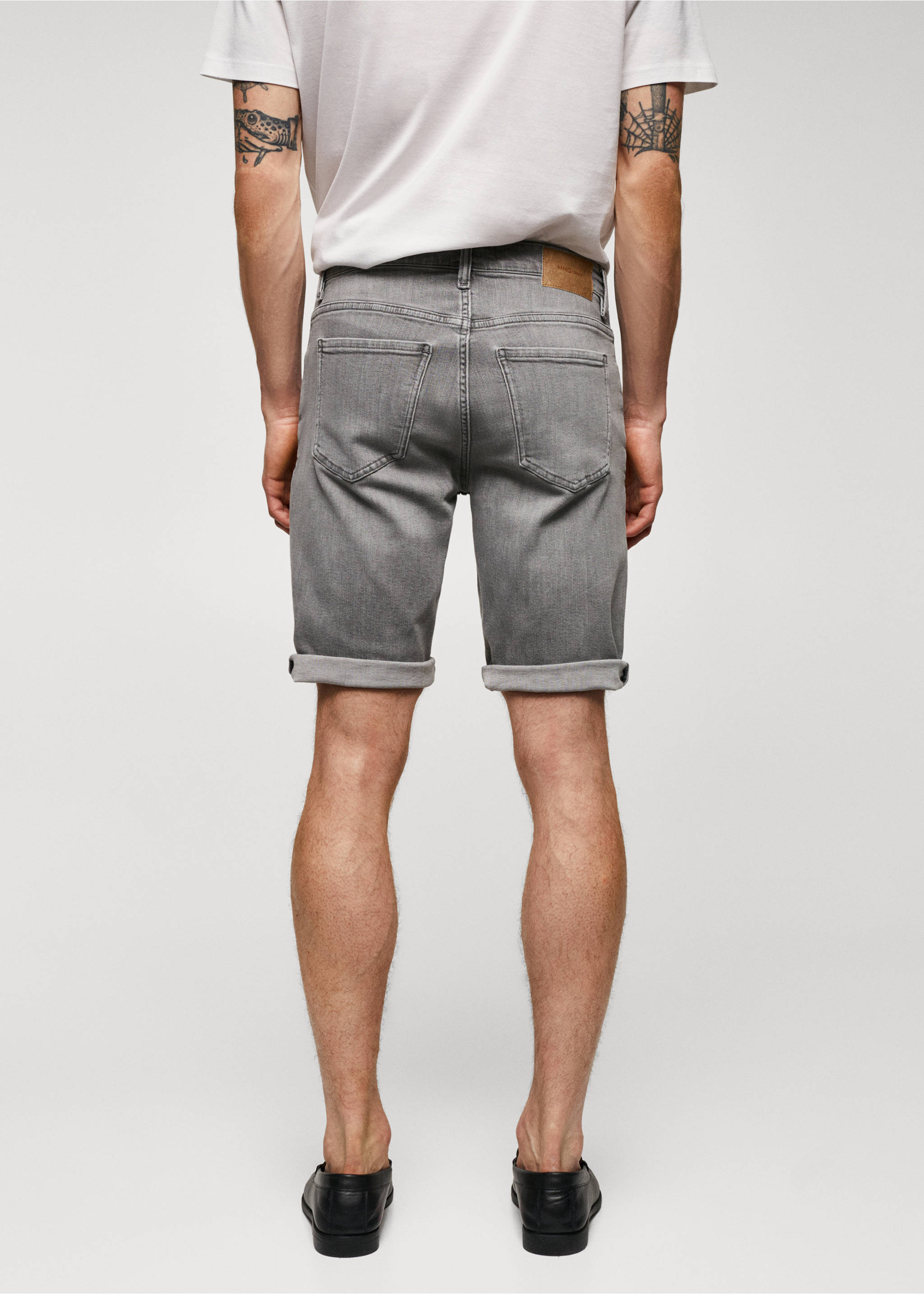 Slim-fit denim bermuda shorts - Reverse of the article, Denim Grey. Ref: 57010682-00.