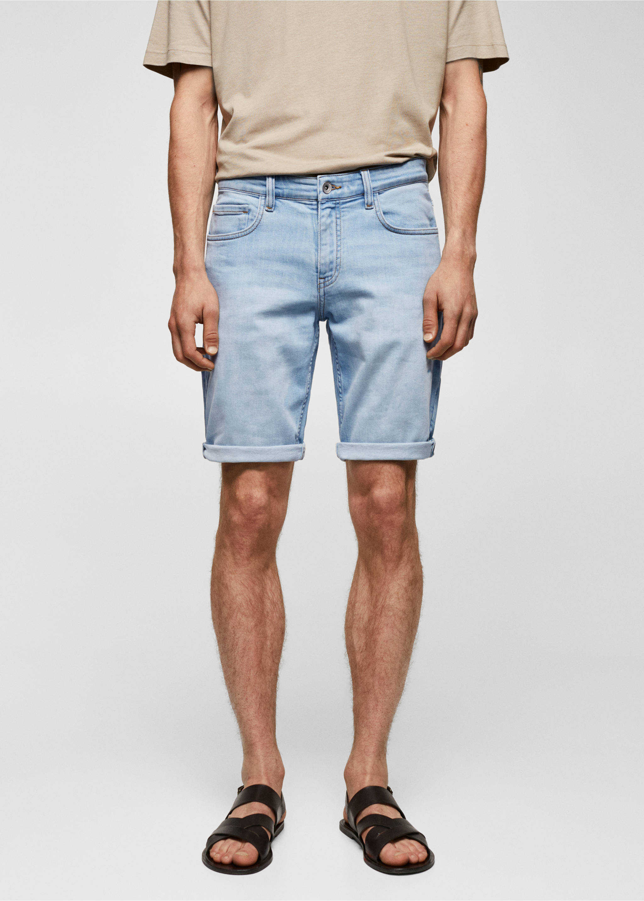 Slim-fit denim bermuda shorts - Medium plane, Light Blue. Ref: 57010683-00.