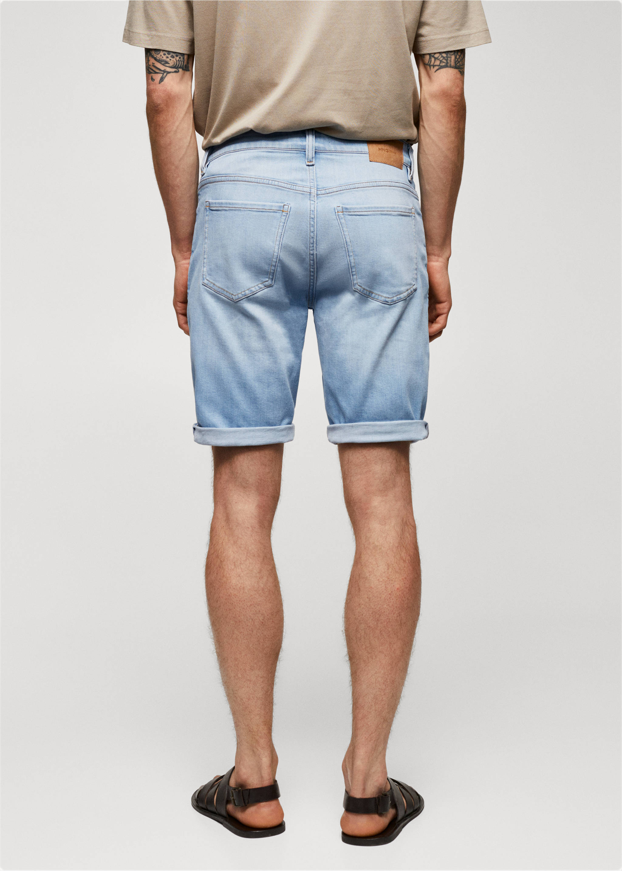 Slim-fit denim bermuda shorts - Reverse of the article, Light Blue. Ref: 57010683-00.