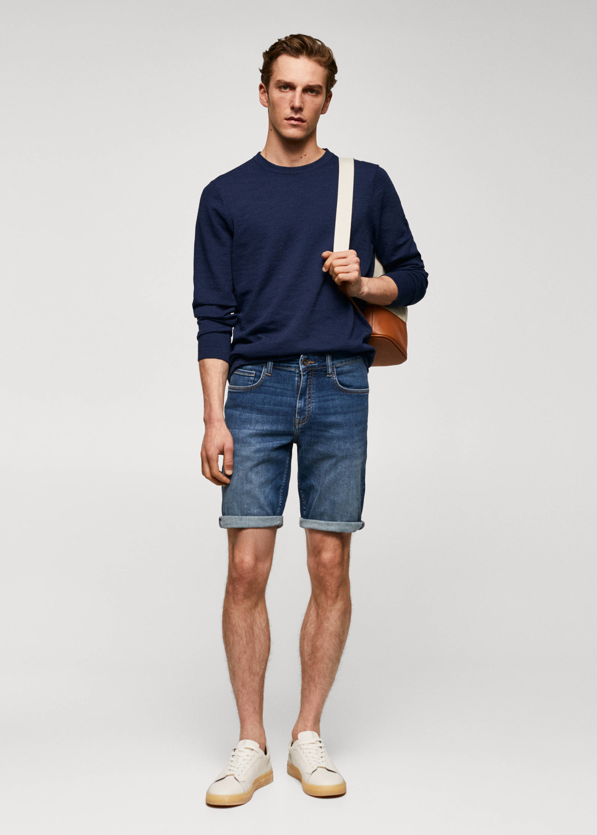 Slim-fit denim bermuda shorts - General plane