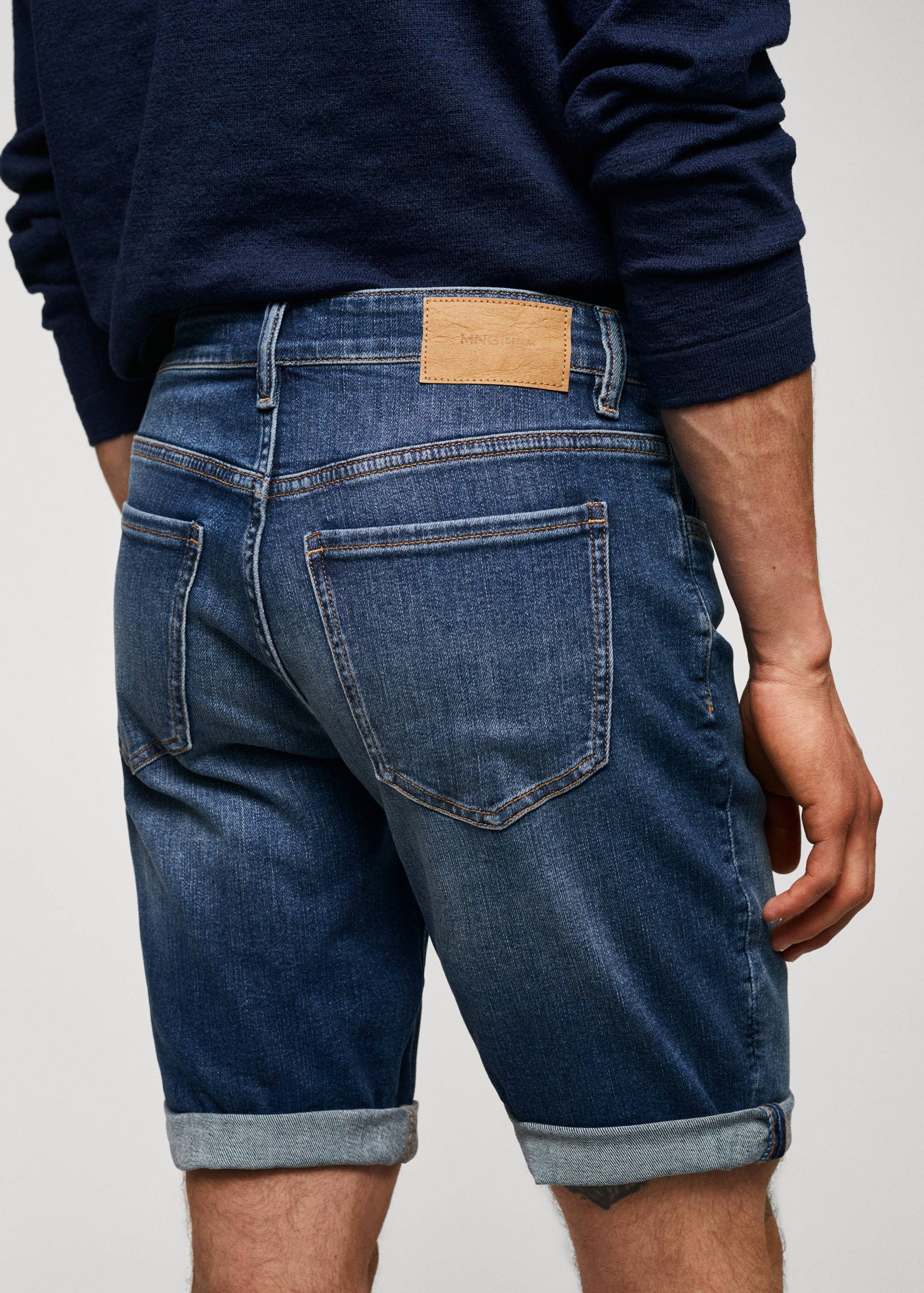 Slim-fit denim bermuda shorts - Details of the article 6